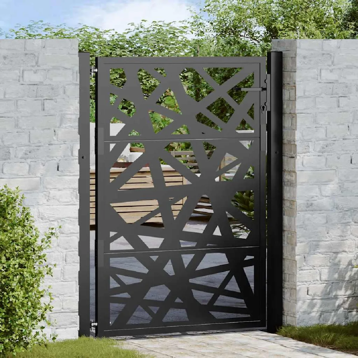 vidaXL Portail jardin 105x130 cm Acier - vue 2