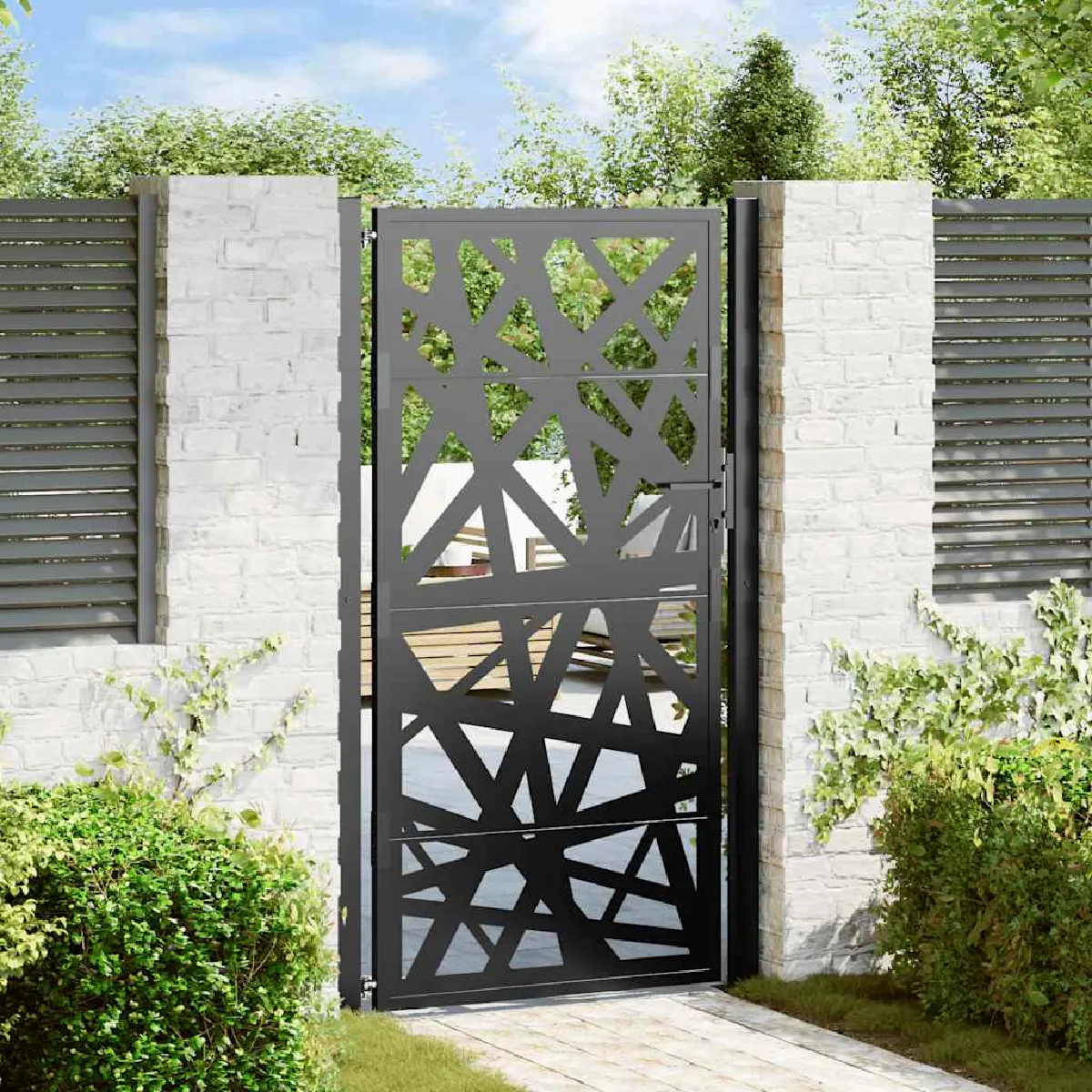 vidaXL Portail de jardin acier 105x180 cm - vue 2