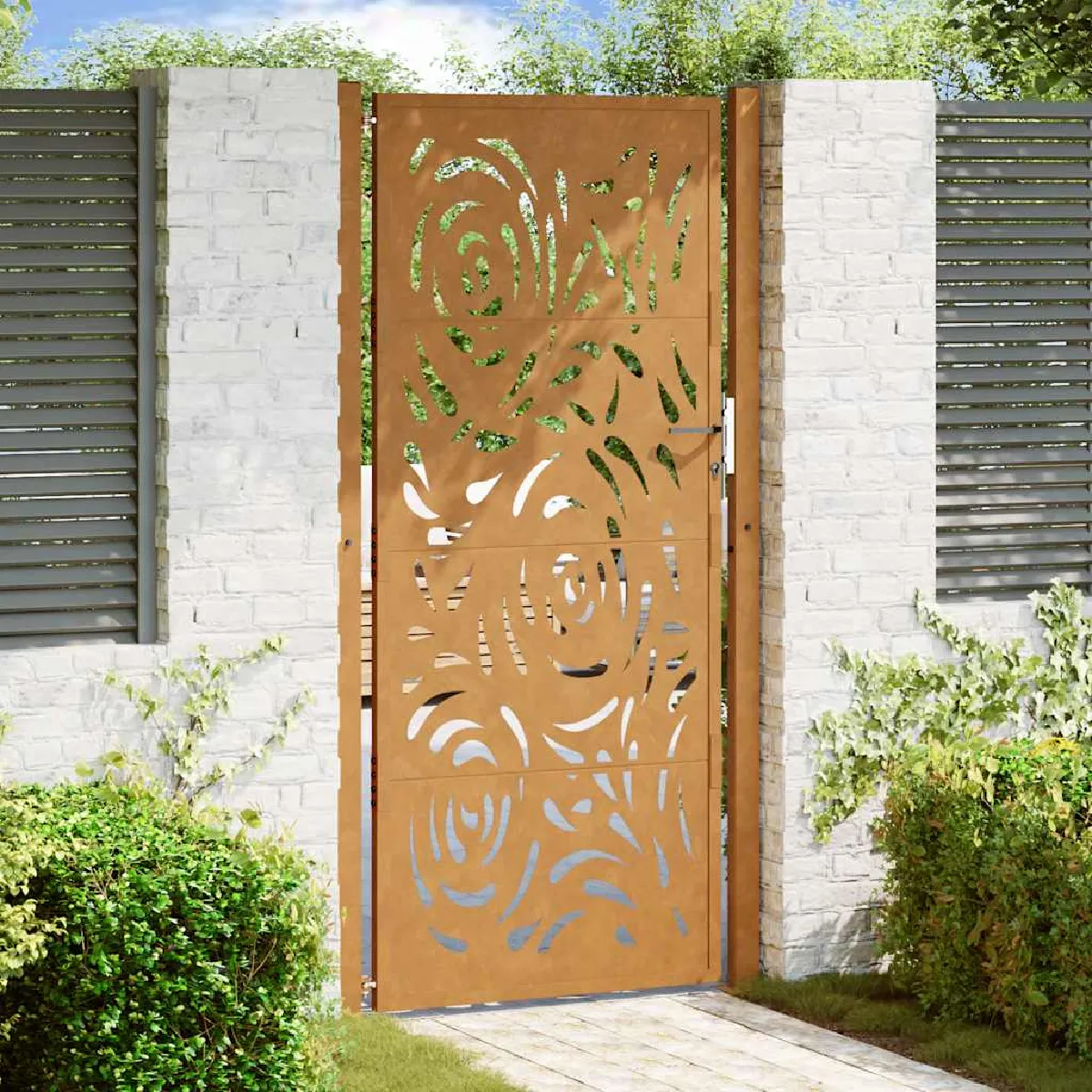 VIDAXL Porte de jardin acier intempéries Design flamme - vue 3