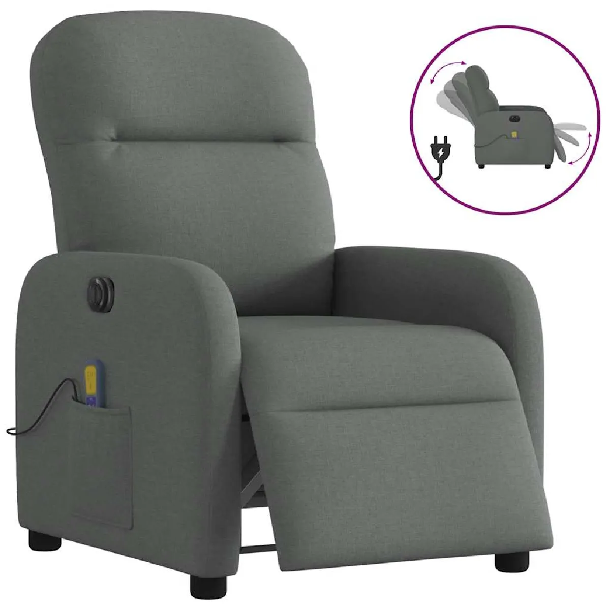 Vidaxl Gris Fauteuil Massage Foncé