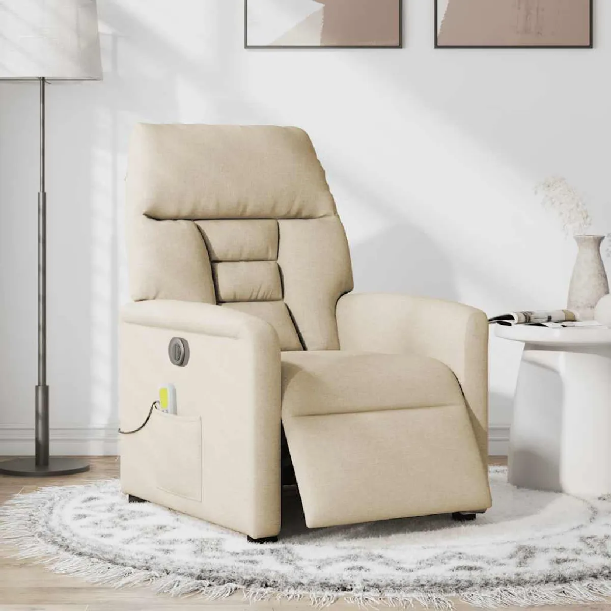 Vidaxl Fauteuil De Massage Électrique Crème Tissu