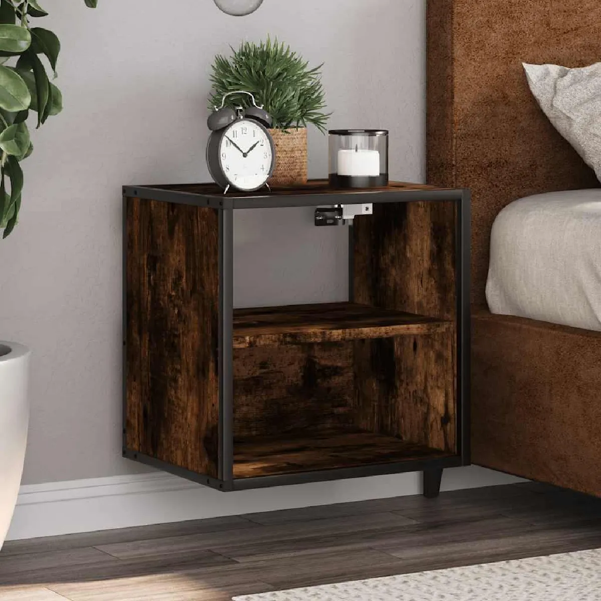 vidaXL Tables de chevet murales 2 pcs Chêne fumé