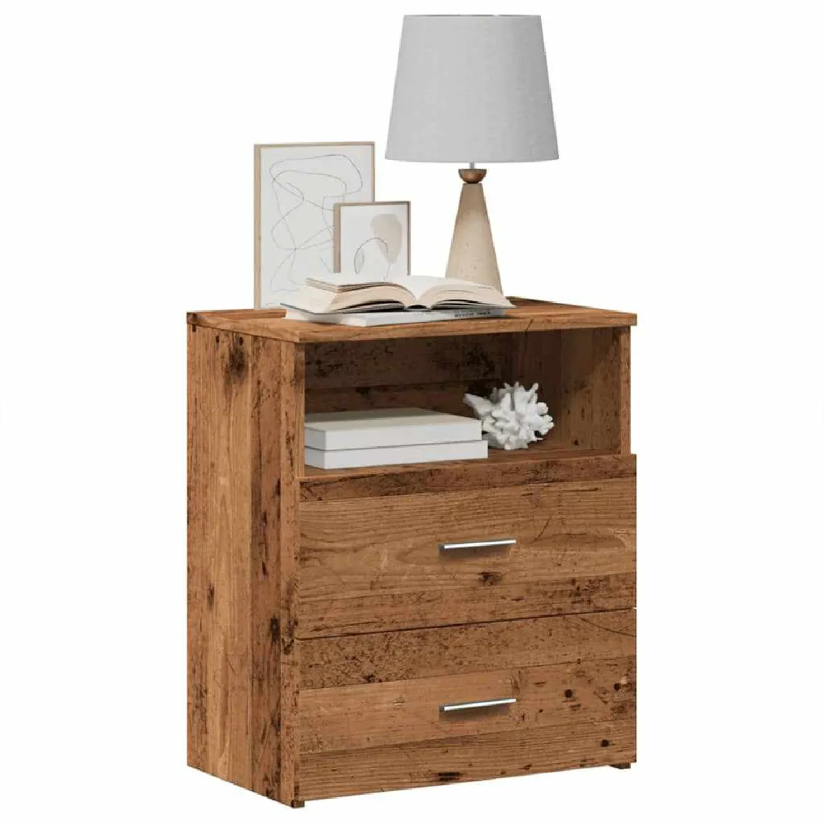 vidaXL Table de chevet Vieux bois - vue 9