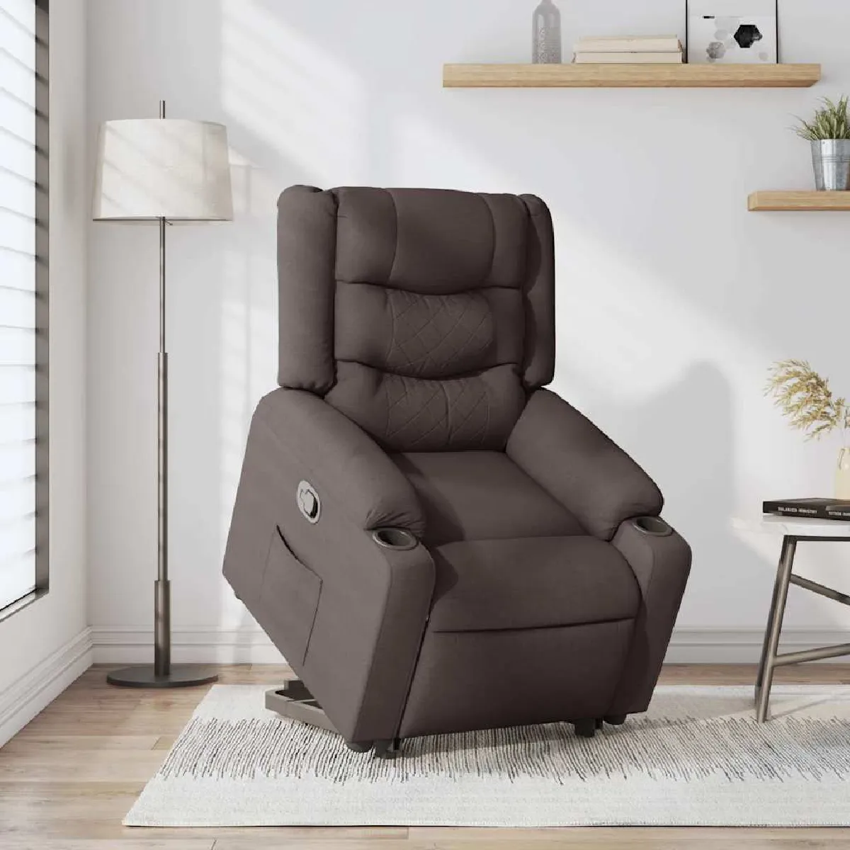 Vidaxl Marron Fauteuil Inclinable Foncé Tissu - Image 3