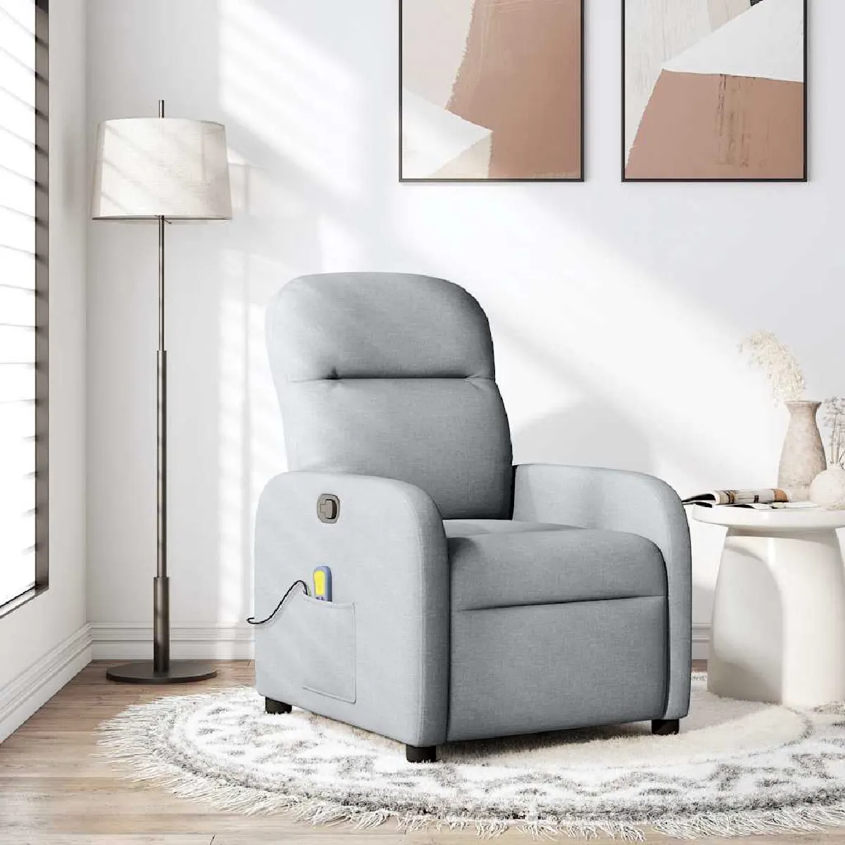 Non Communiqué Gris Vidaxl Fauteuil De Massage, Relaxation Tissu Clair - Image 3