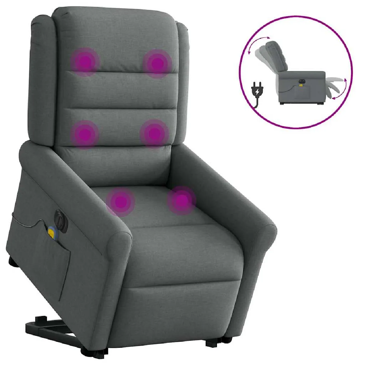 vidaXL Fauteuil de massage électrique Tissu