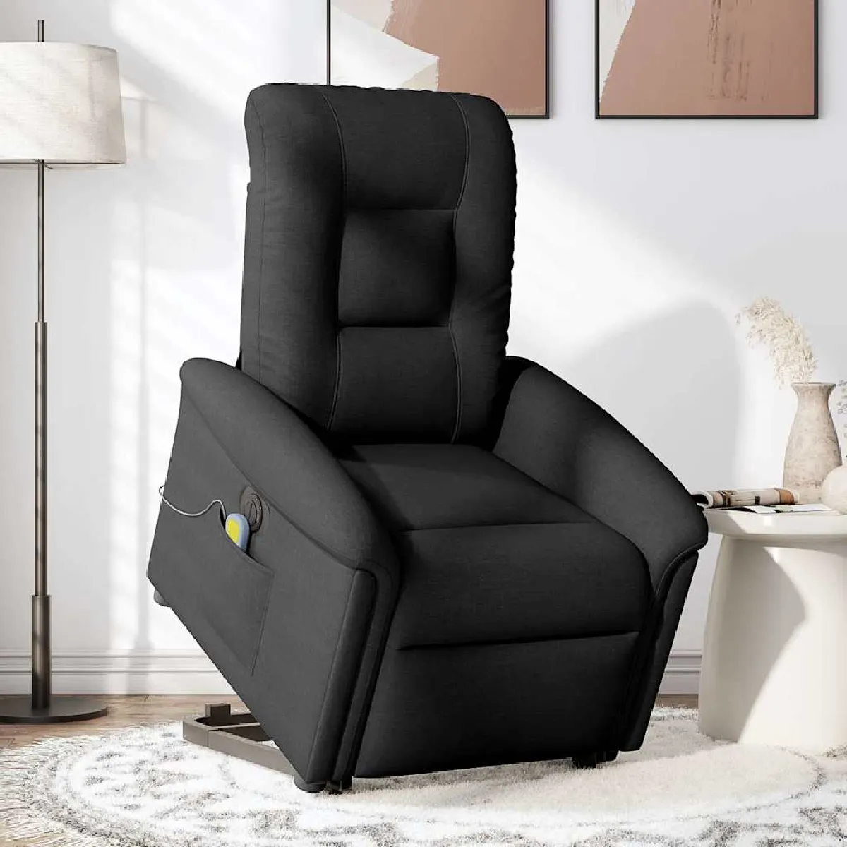 Non Communiqué Noir Vidaxl Fauteuil De Relaxation, Massage, Inclinable Électrique Réglable Tissu - Image 3