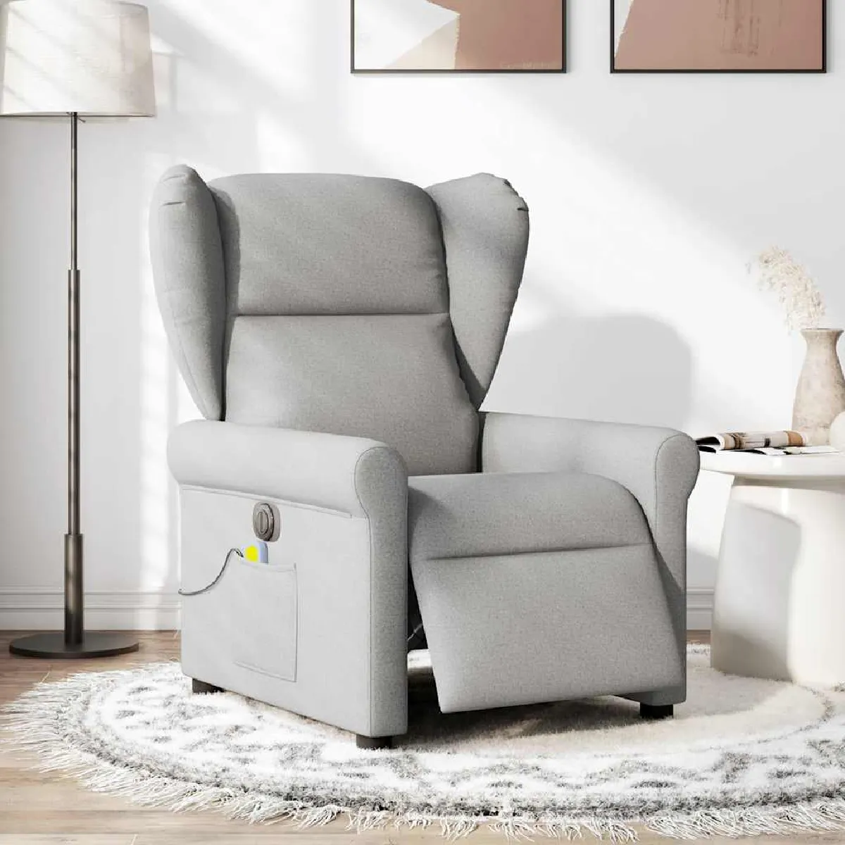 Non Communiqué Gris Vidaxl Fauteuil De Massage, Relaxation Électrique Réglable Tissu Wolk - Image 3