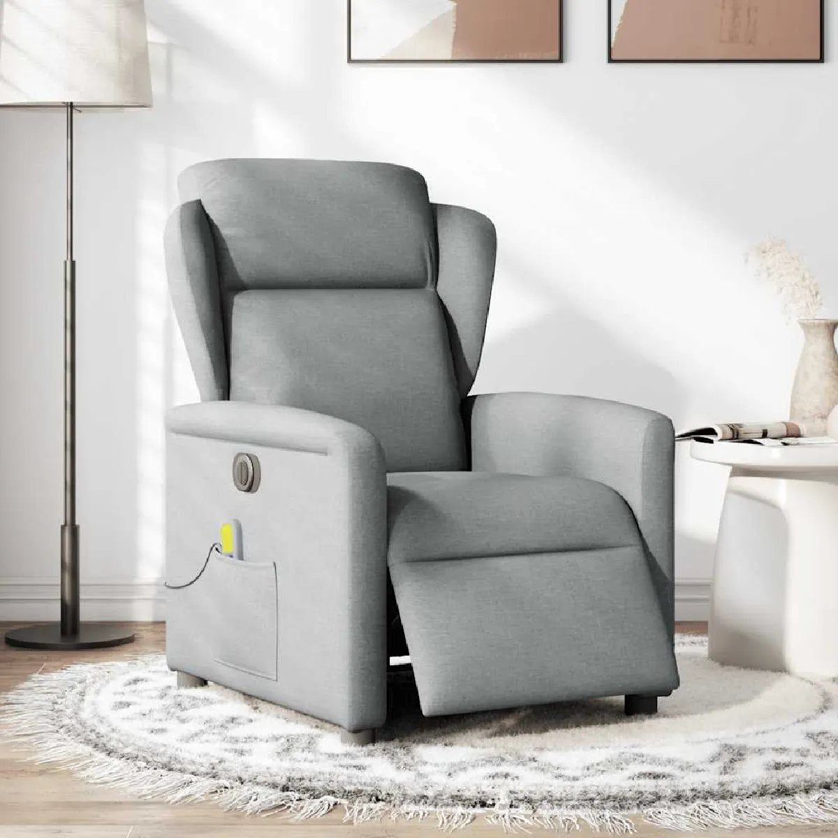 VIDAXL - Fauteuil de relaxation - Massage électrique - Gris Clair - Image 3