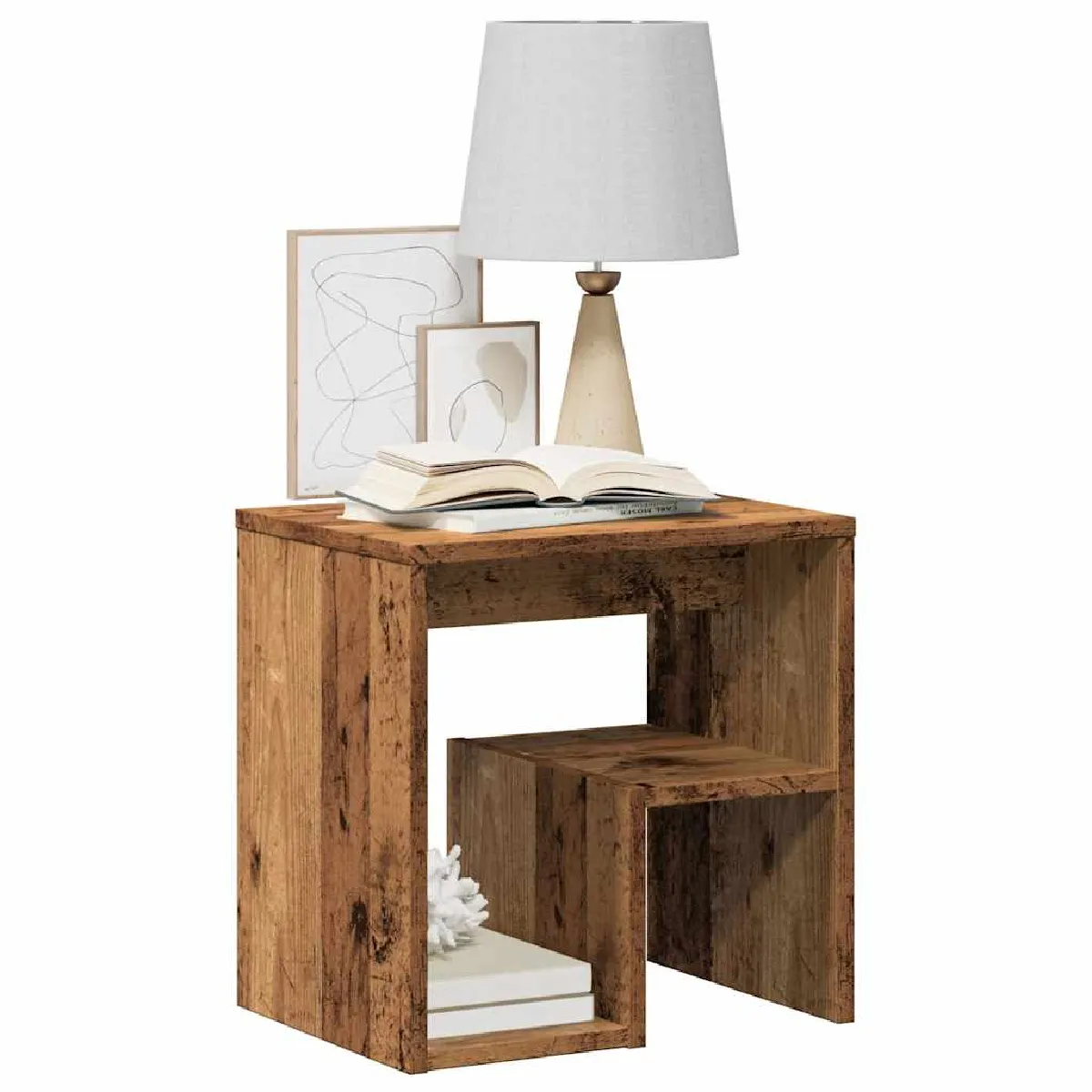 vidaXL Table de chevet Vieux bois - vue 2