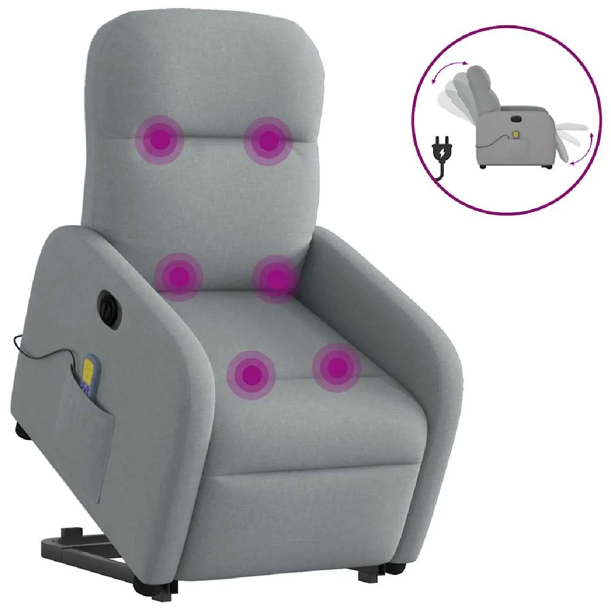 Vidaxl Gris/Clair Fauteuil Inclinable De Massage Électrique