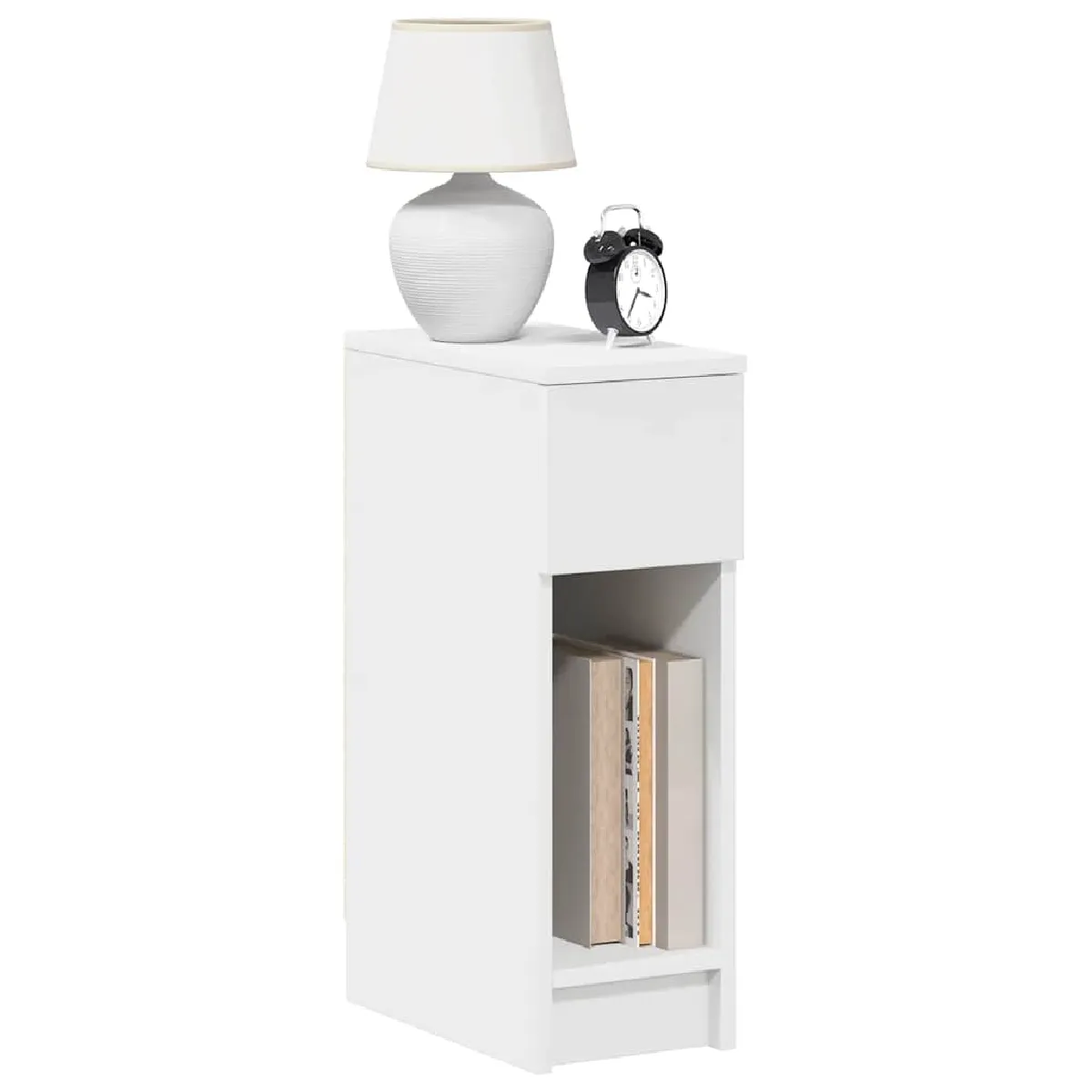 Non Communiqué Blanc Vidaxl Table De Chevet Avec Tiroir 20X36x60 Cm, Table D'appoint, Armoire De Lit, Table D'appoint Pour La Chambre, 858695 - Image 3