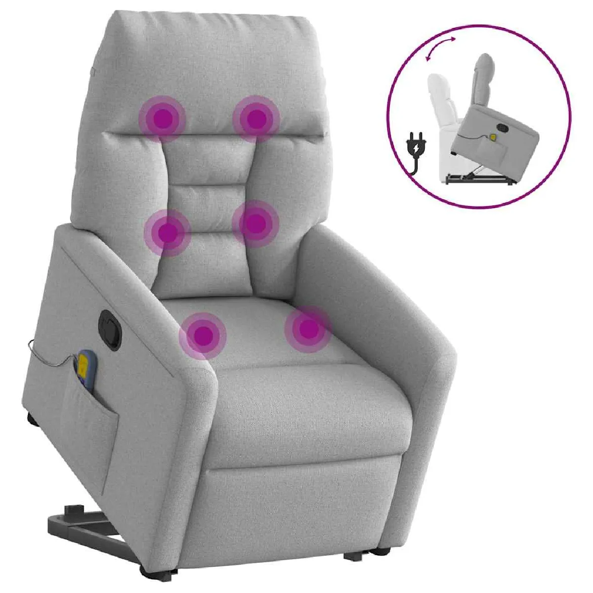 Vidaxl Gris Fauteuil De Massage Inclinable Nuage Tissu