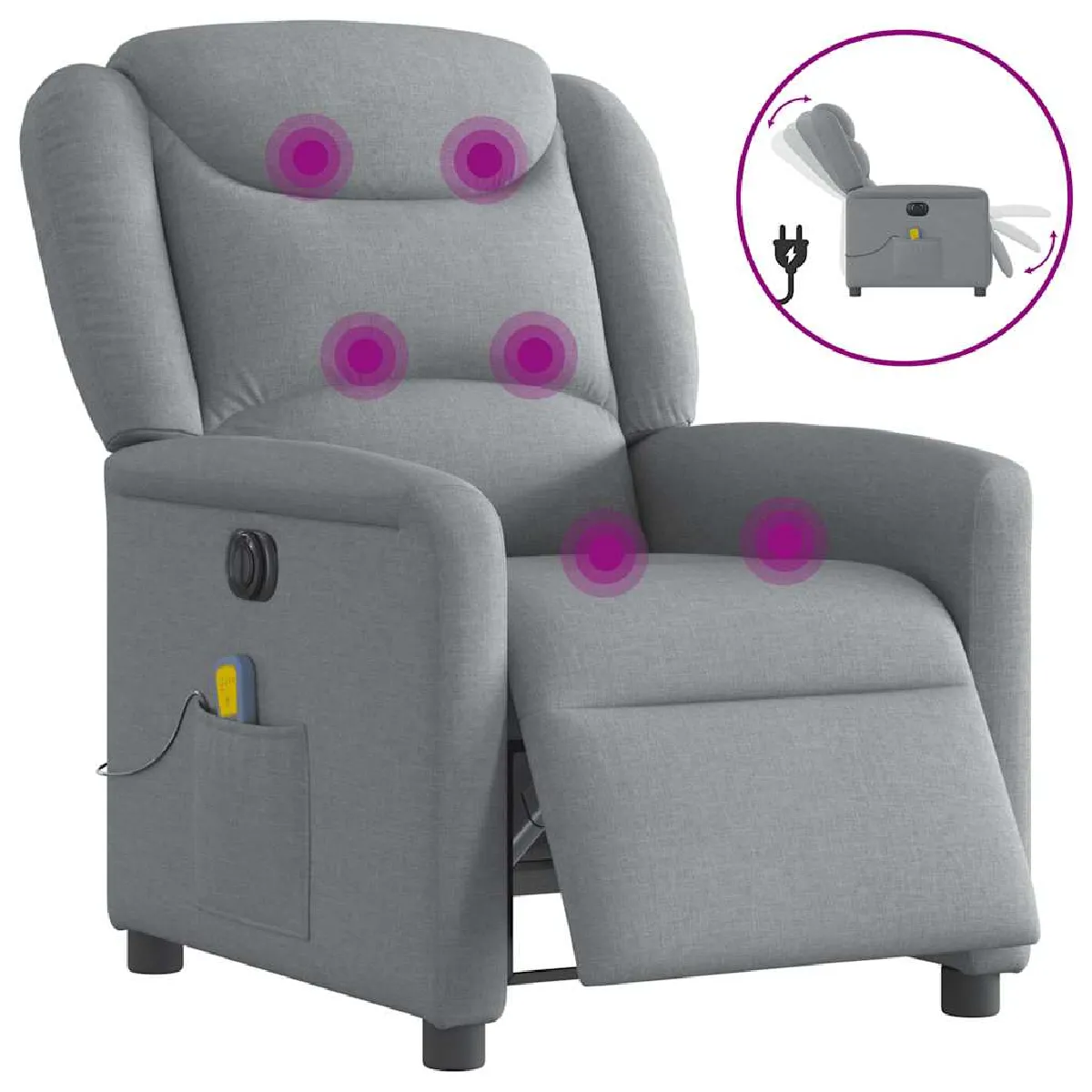 Vidaxl Gris/Clair Fauteuil De Massage Inclinable Électrique