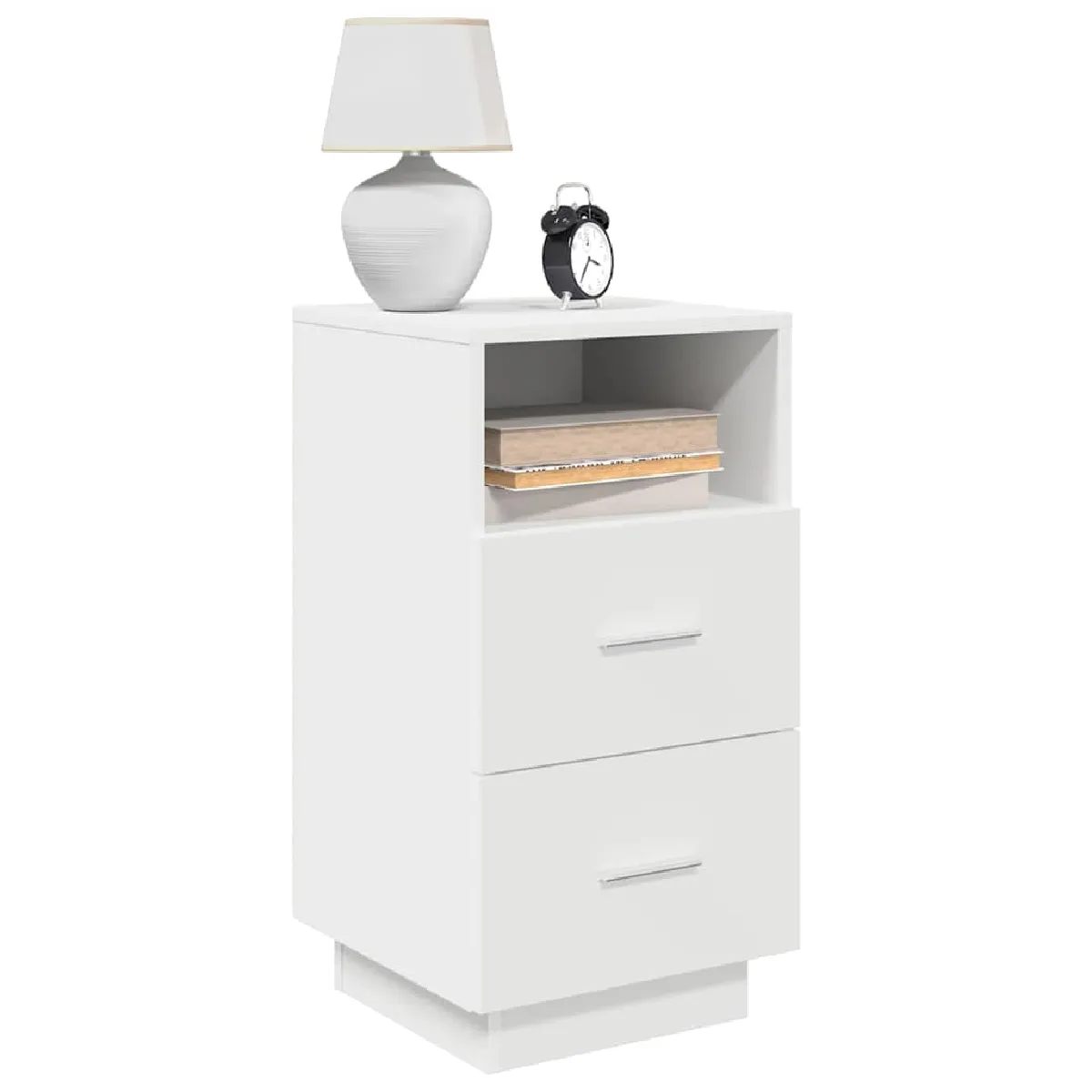 Vidaxl Blanc Table De Chevet Avec 2 Tiroirs 36X36x68 Cm - Image 3