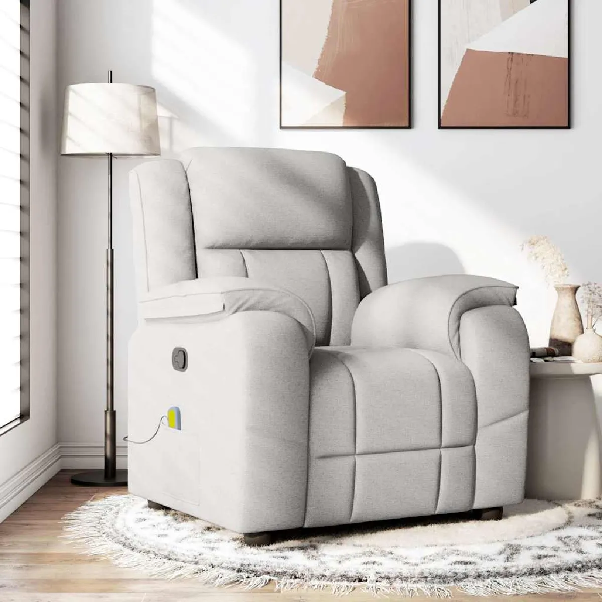 Non Communiqué Gris Vidaxl Fauteuil De Massage, Relaxation Tissu Wolk - Image 3