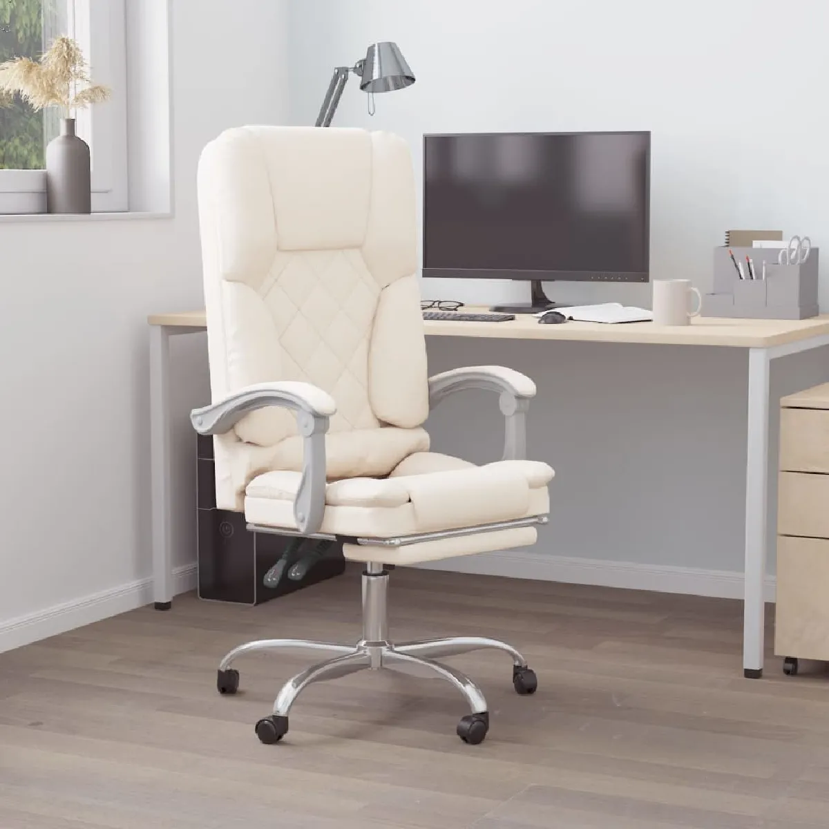 VidaXL Fauteuil de Bureau Crème - vue 2