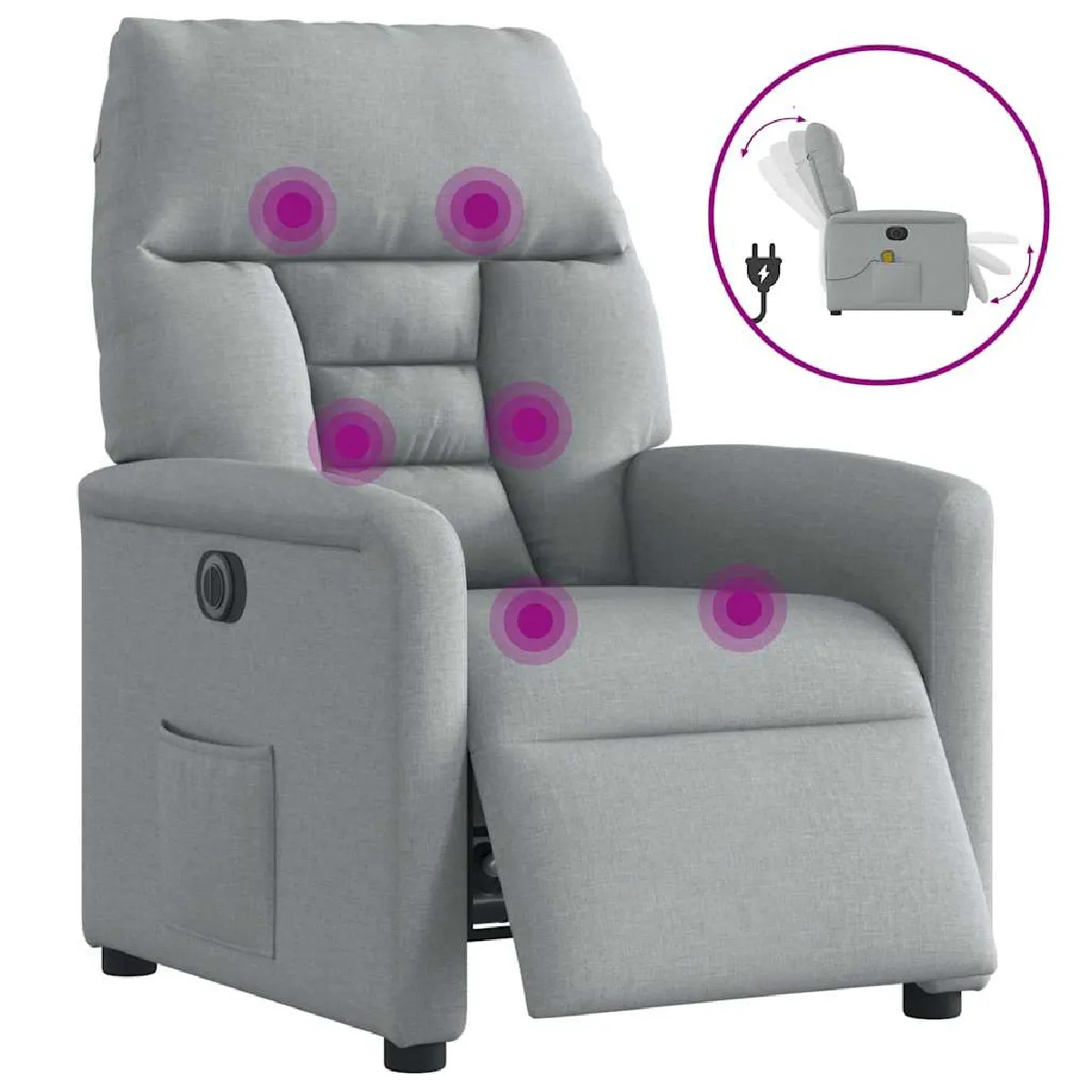 vidaXL Fauteuil de massage électrique - Gris clair