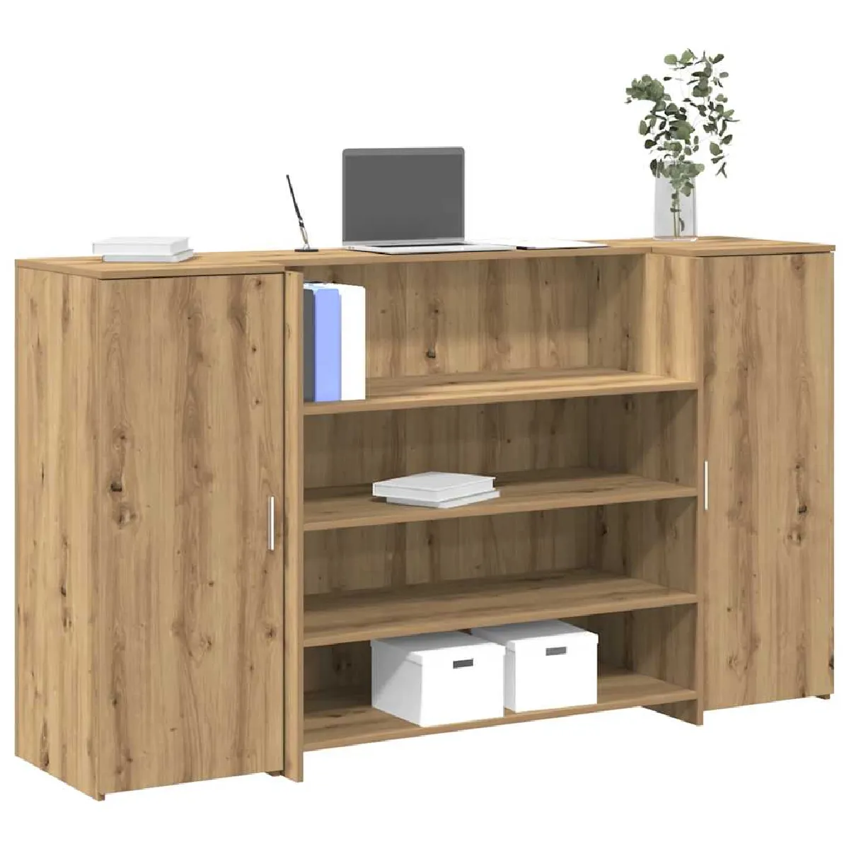 Vidaxl Bureau Réception Chêne Artisanal 180X50x103,5Cm Bois Ingénierie, Comptoir De Réception, Réception De Salon, Comptoir 3324177 - Image 3