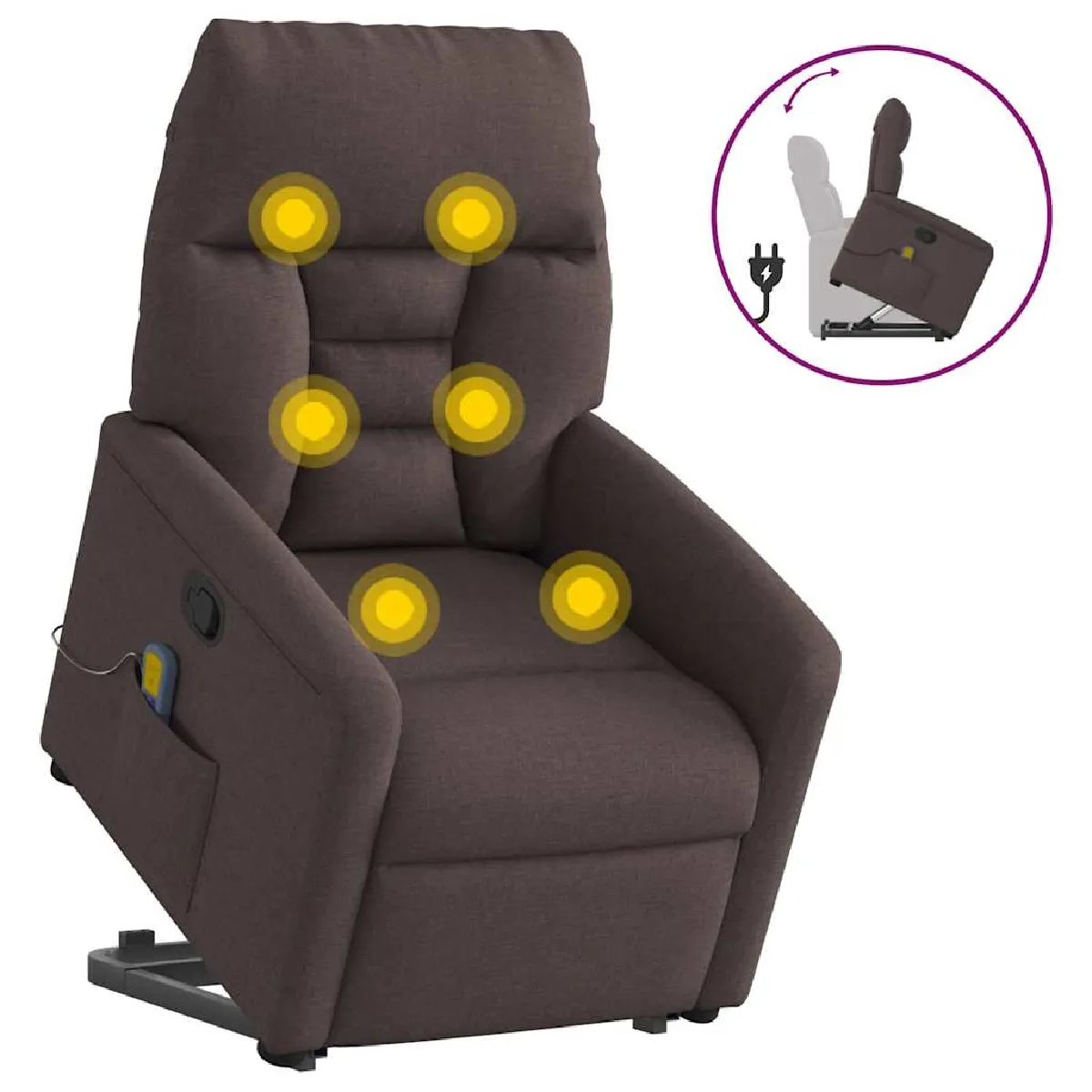 vidaXL Fauteuil inclinable de massage - Marron foncé