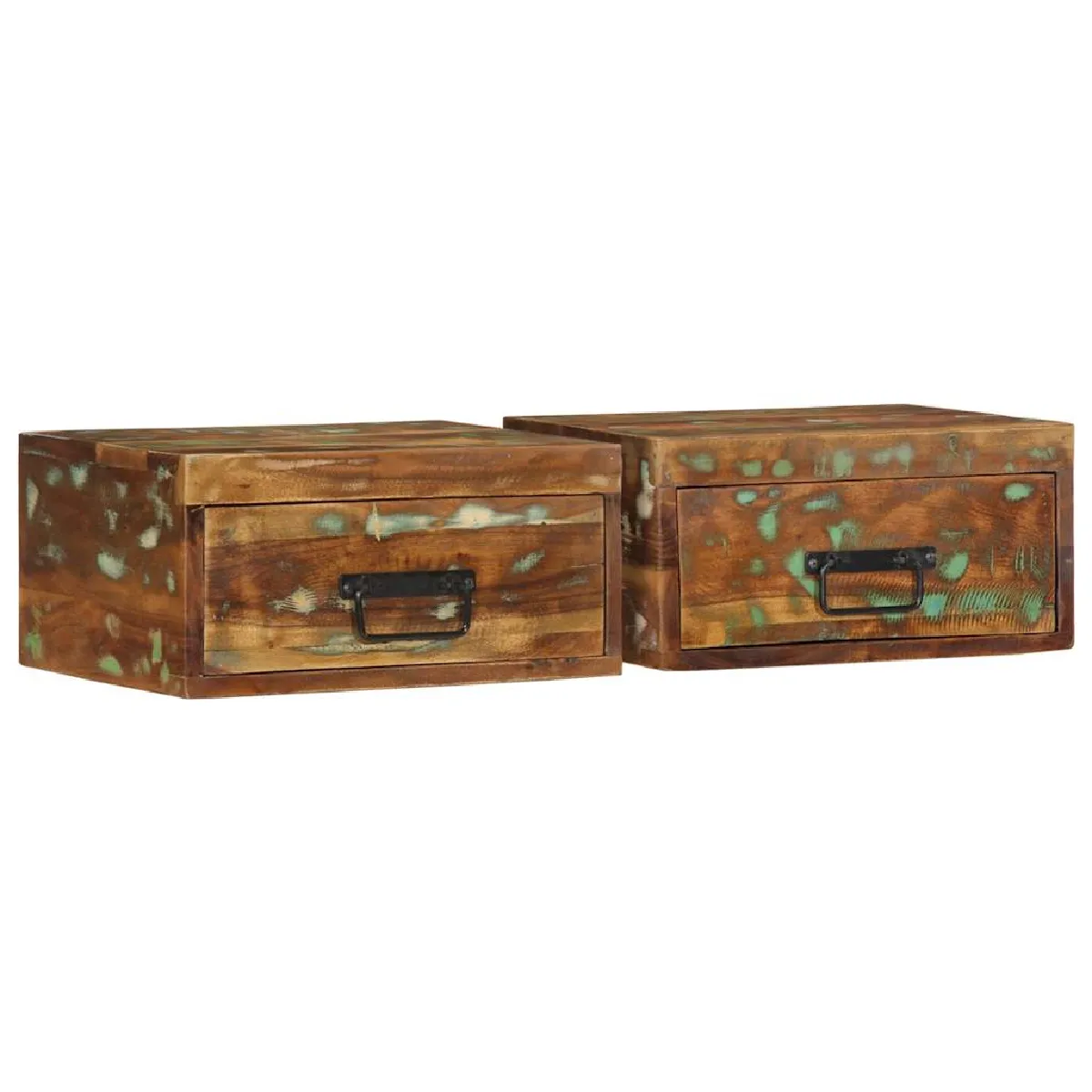 Vidaxl Tables De Chevet Murales 2 Pcs Bois Massif De Récupération - Image 3