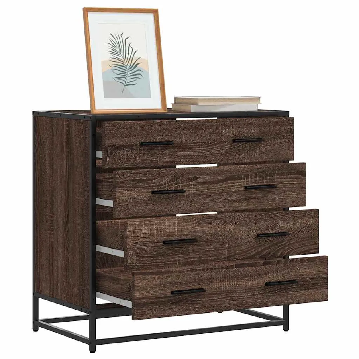 Non Communiqué Marron Commode Chêne 70X41x70 Cm Bois D Ingénierie - Image 3
