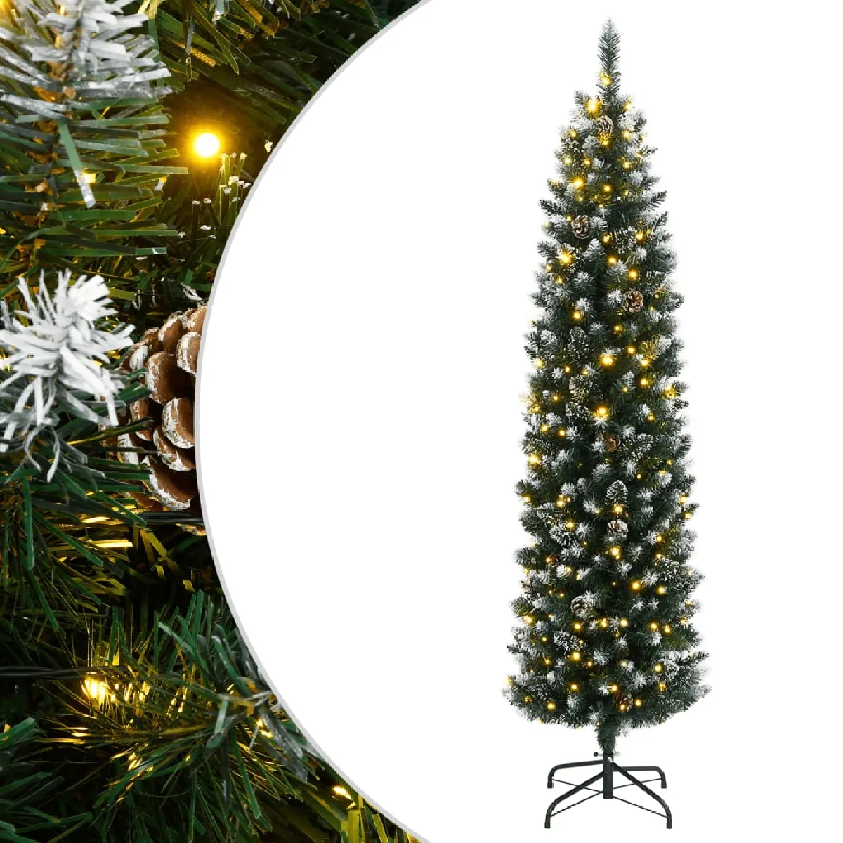 vidaXL Sapin de Noël mince LED - 210 cm