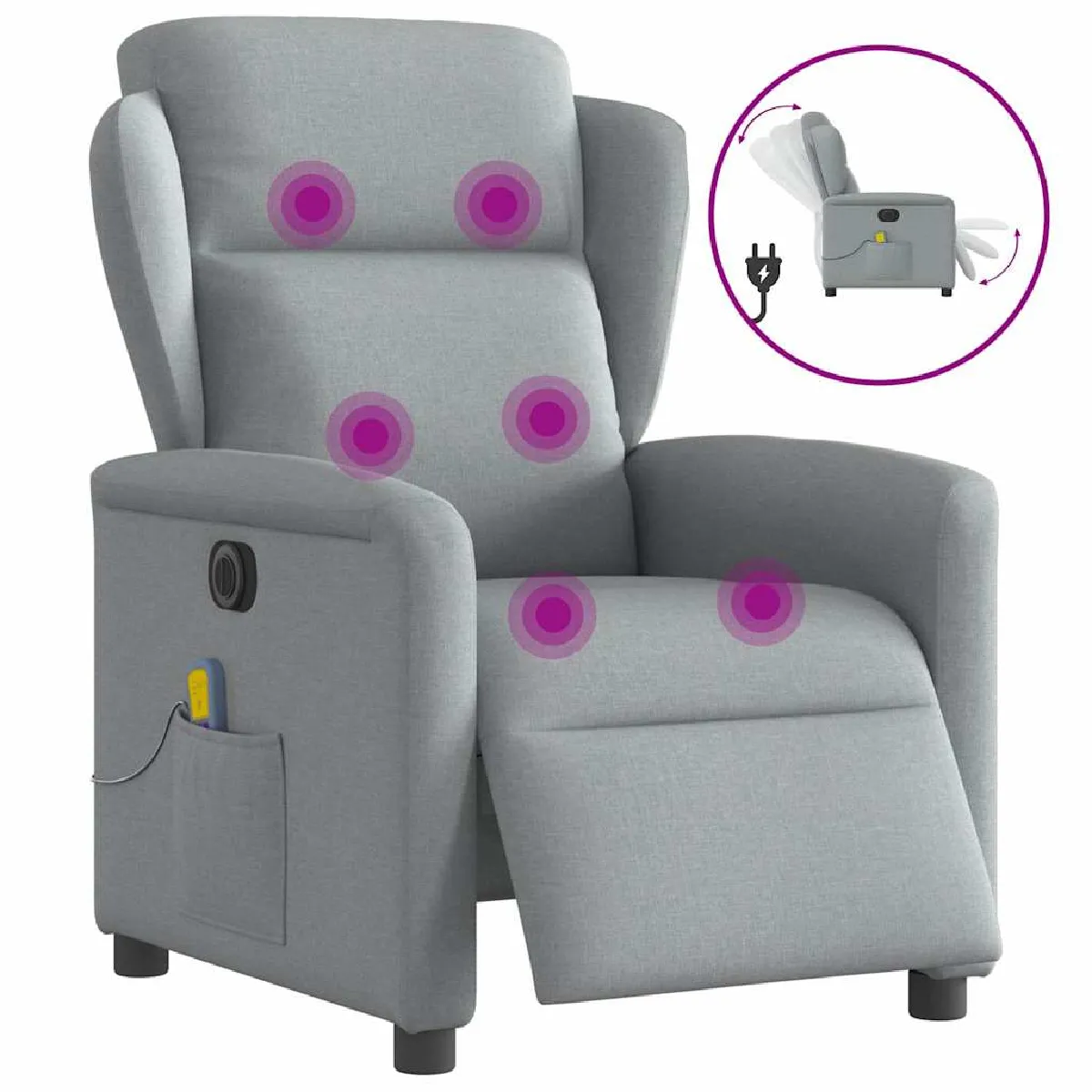 vidaXL Fauteuil de massage électrique - Gris clair