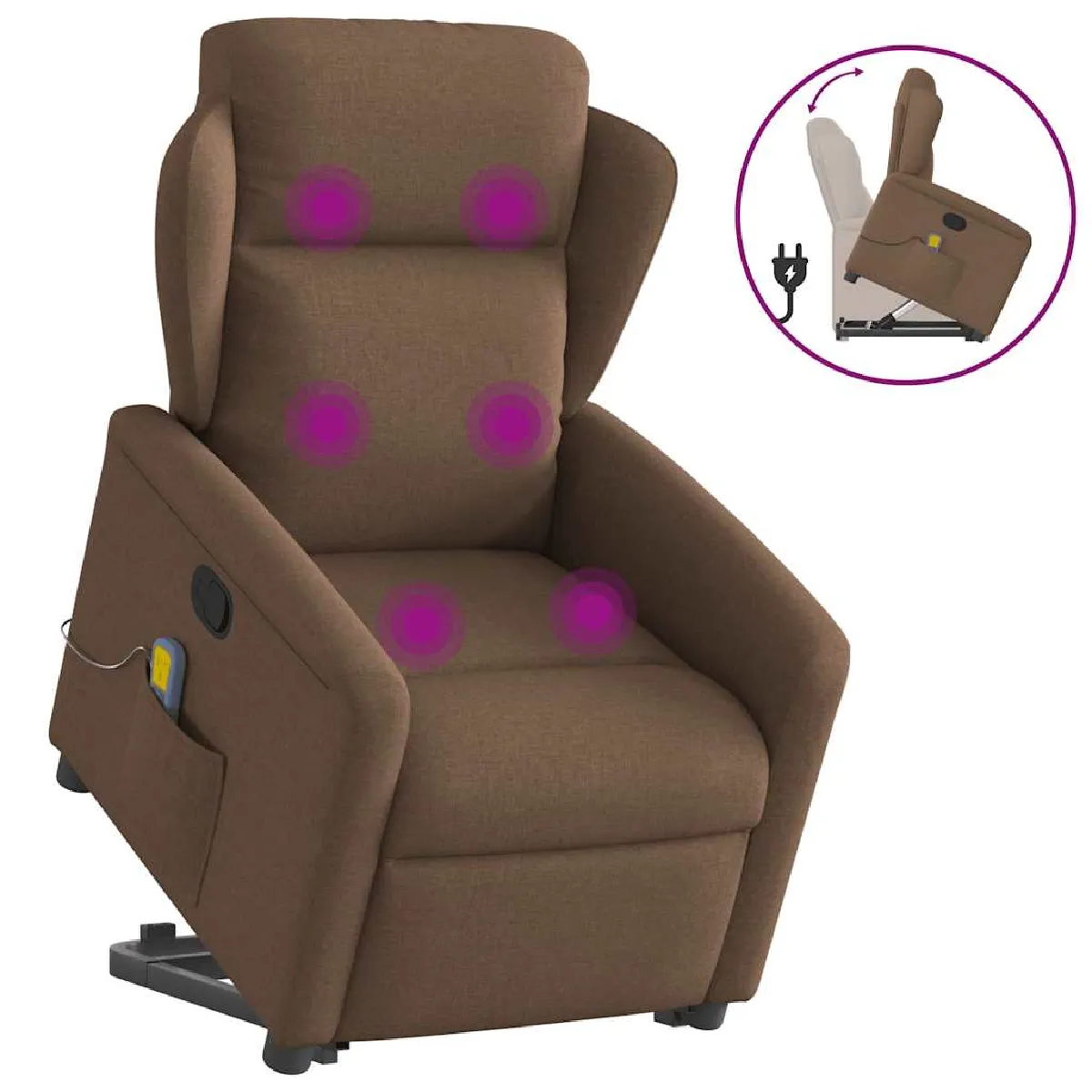 vidaXL Fauteuil de massage inclinable Tissu - vue 2