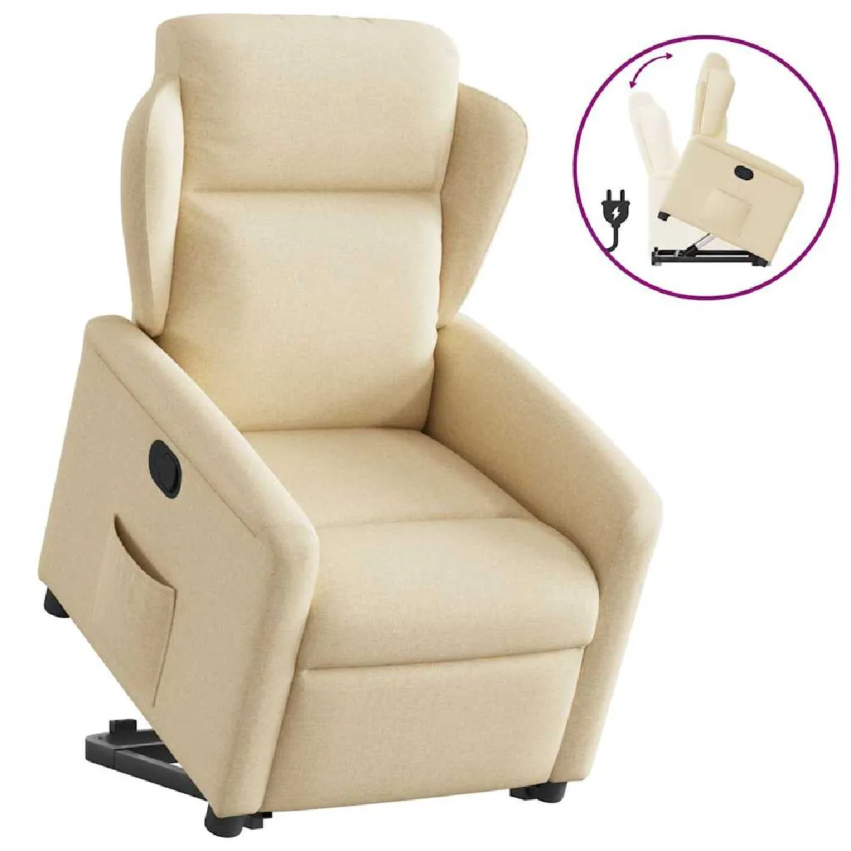 vidaXL Fauteuil inclinable Crème - vue 10