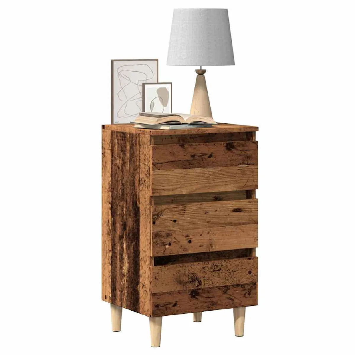 vidaXL Table de chevet Vieux bois - vue 4