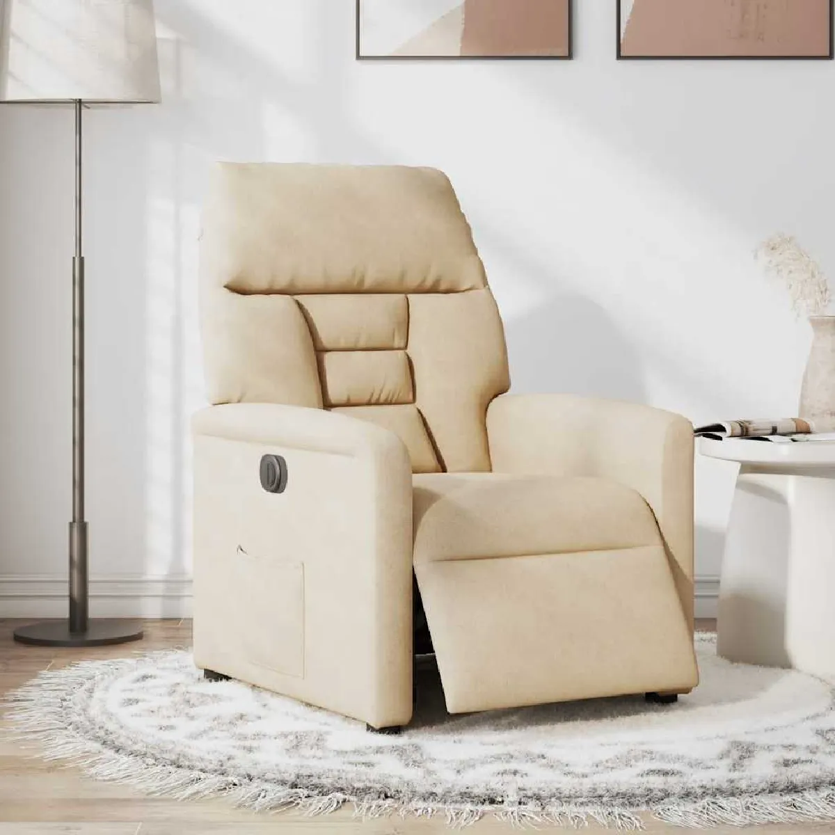 Vidaxl Fauteuil Inclinable Électrique Crème Tissu Microfibre - Image 3