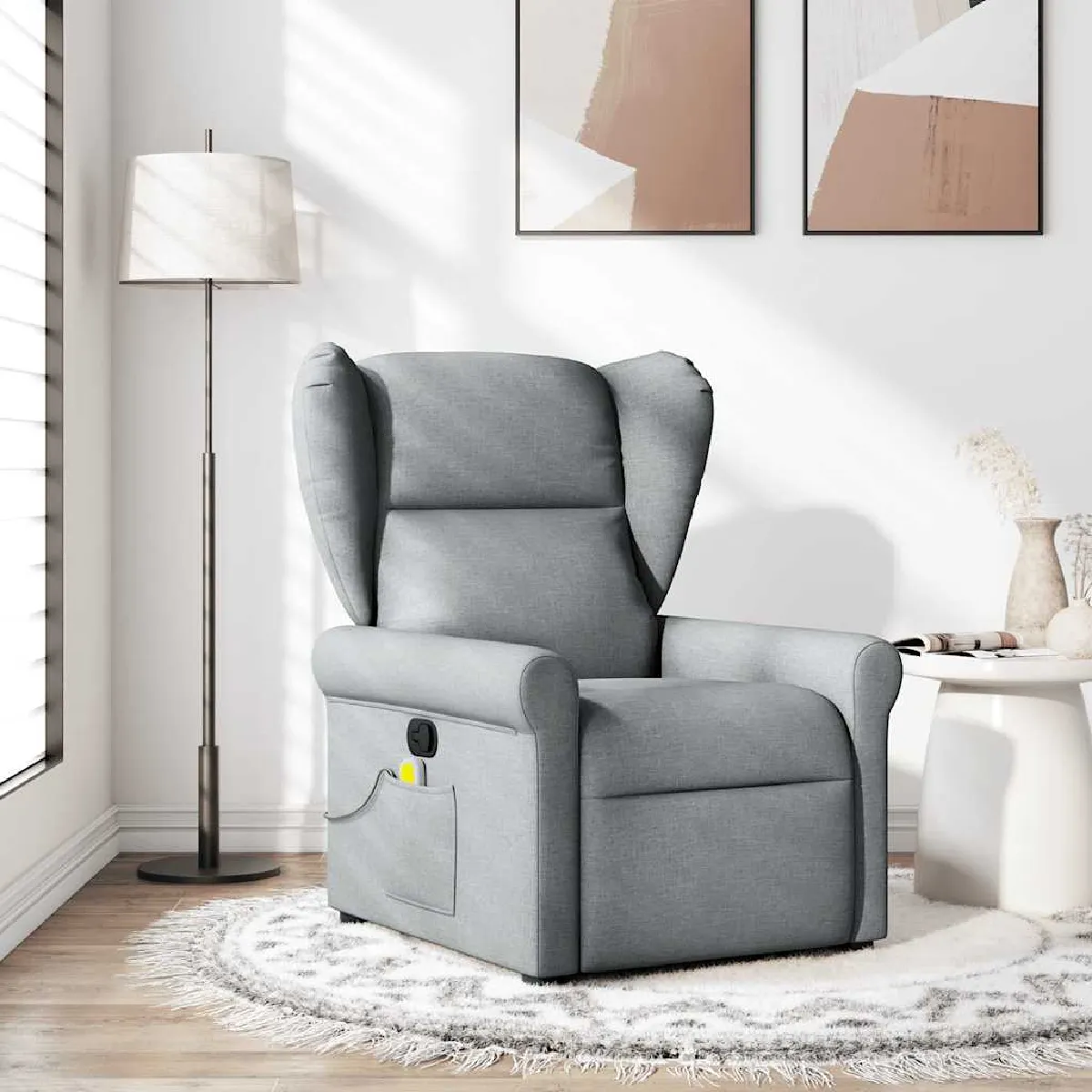 Vidaxl Gris/Clair Fauteuil De Massage, Relaxation Tissu - Image 3