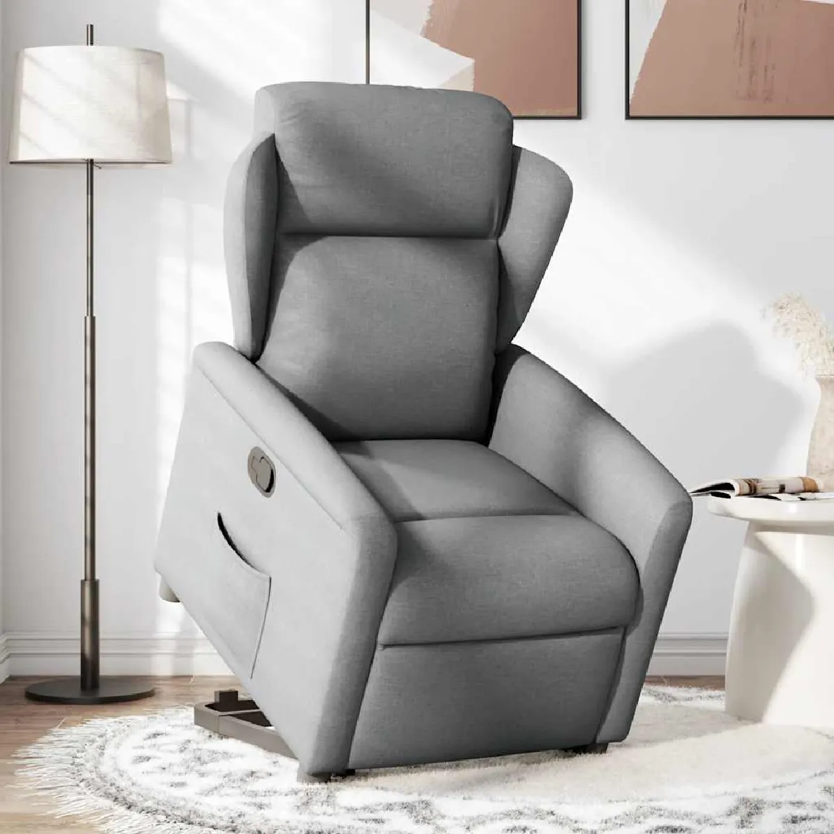 Non Communiqué Gris Vidaxl Fauteuil De Relaxation Inclinable Tissu Clair - Image 3