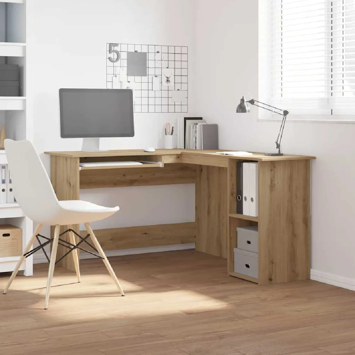 VIDAXL - Bureau d'angle - Style Artisanal - Chêne - 120x140x75 cm - Image 2
