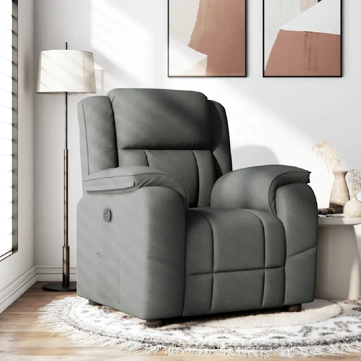 Vidaxl Gris Fauteuil Inclinable Foncé Tissu