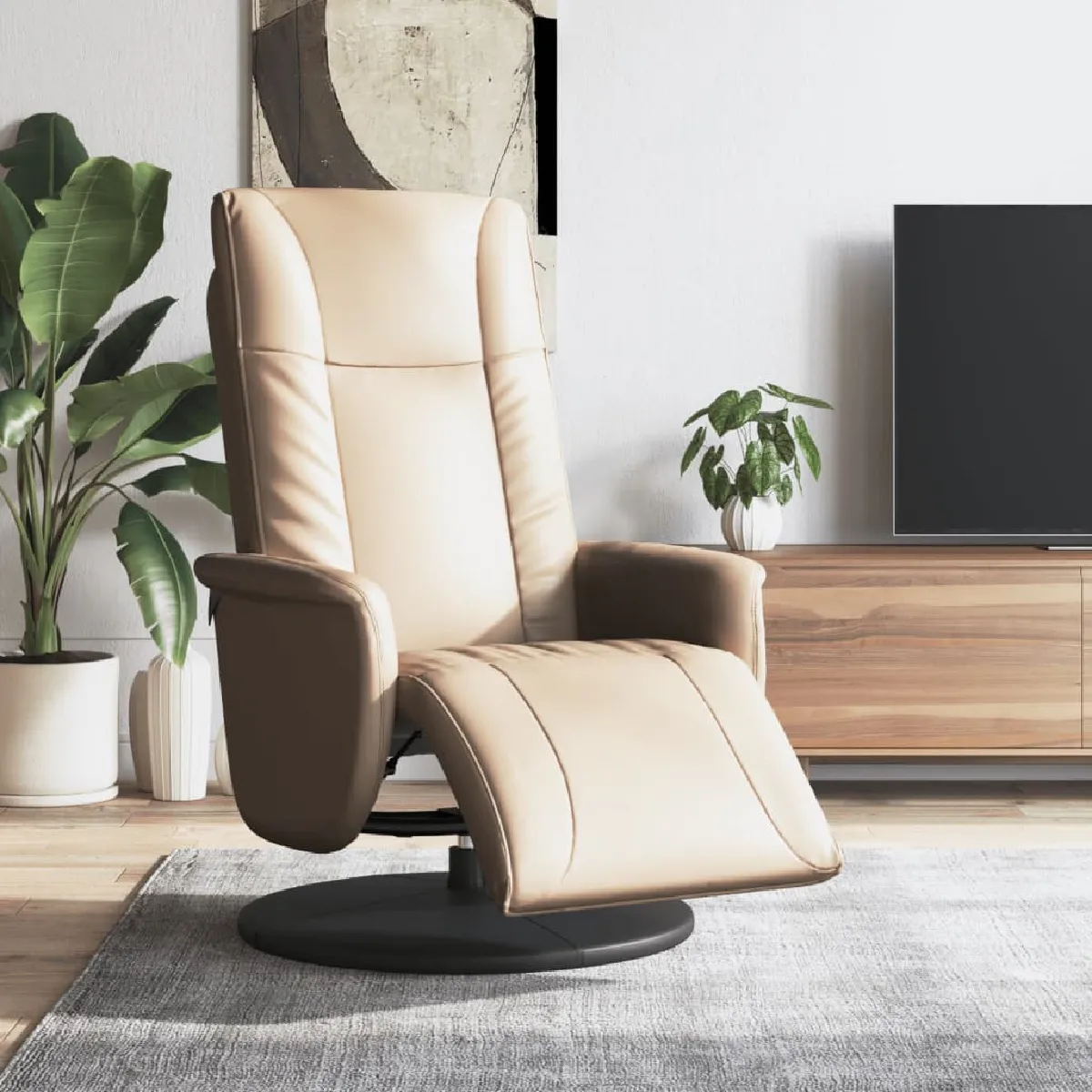 vidaXL Fauteuil inclinable avec repose pieds Cappuccino - vue 1