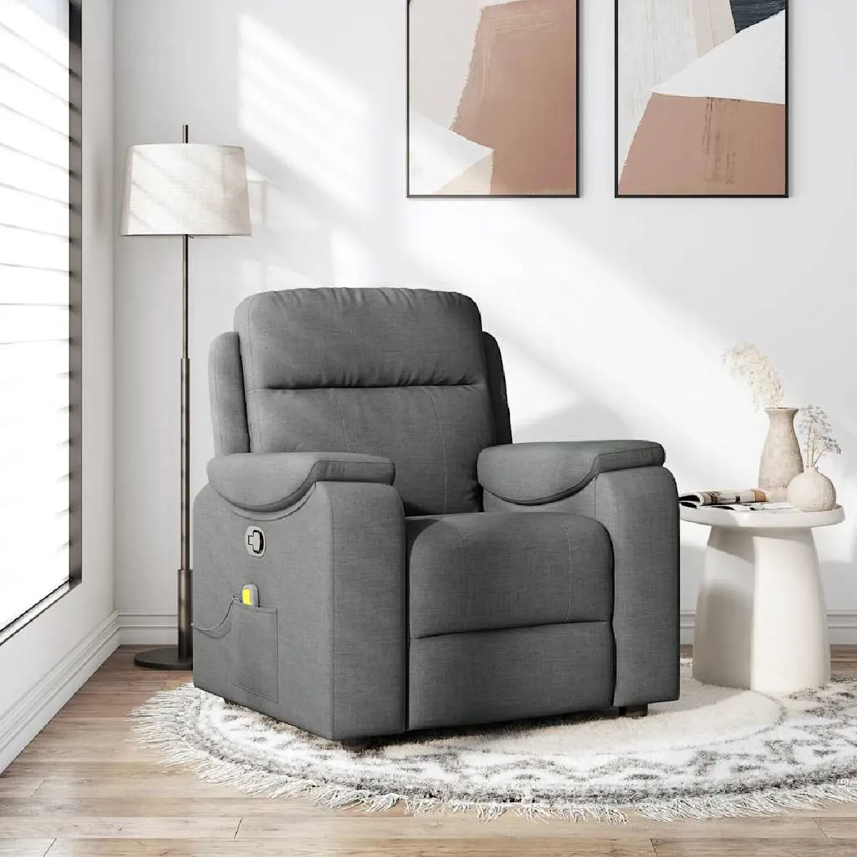 Non Communiqué Gris Vidaxl Fauteuil De Massage, Relaxation Tissu Foncé - Image 3
