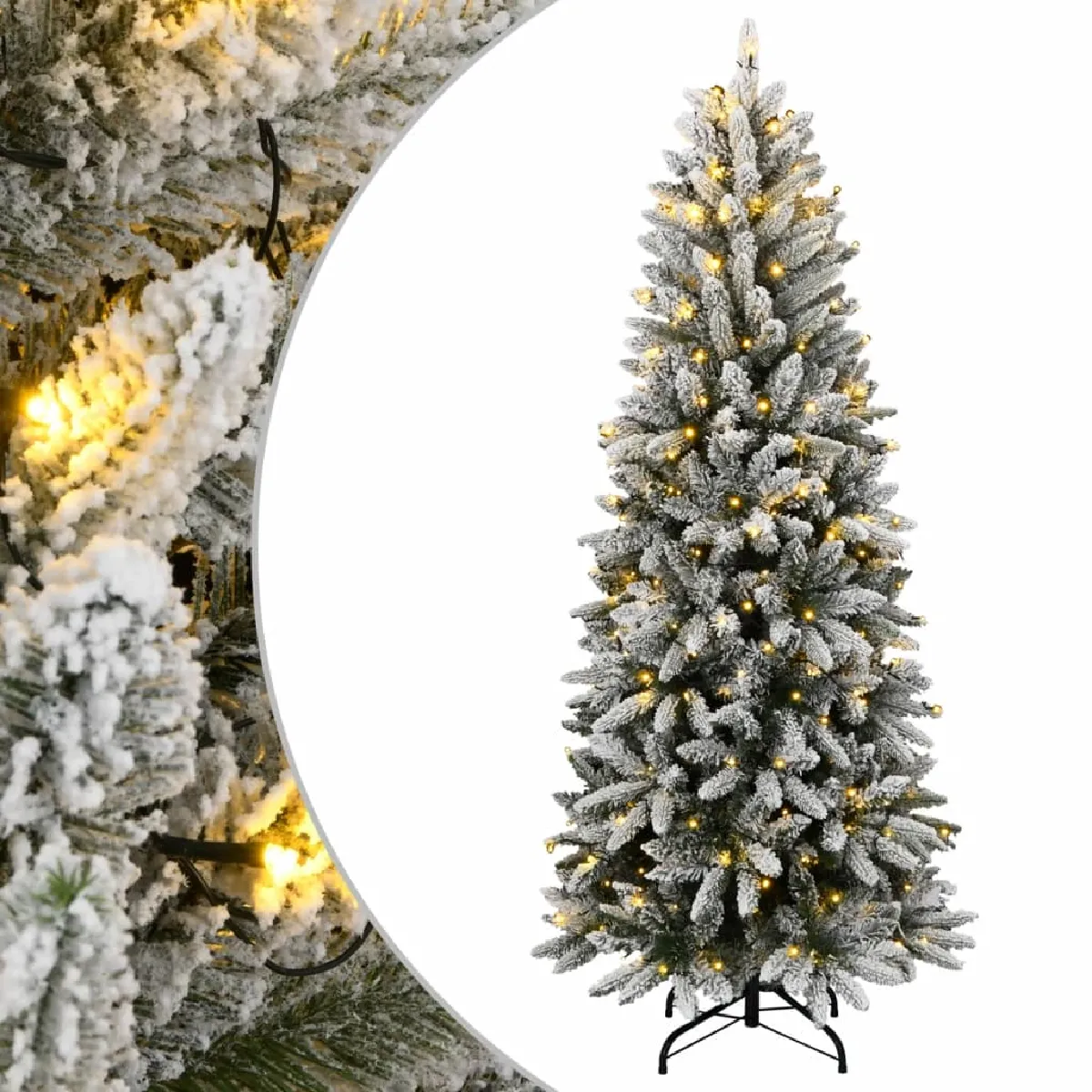 VIDAXL Sapin de Noël avec LED et floquée 180 cm