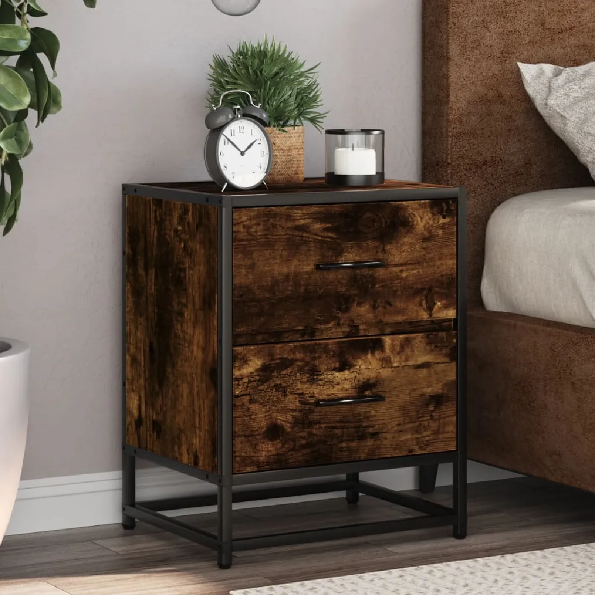 vidaXL Tables de Chevet 2 pcs Chêne Fumé