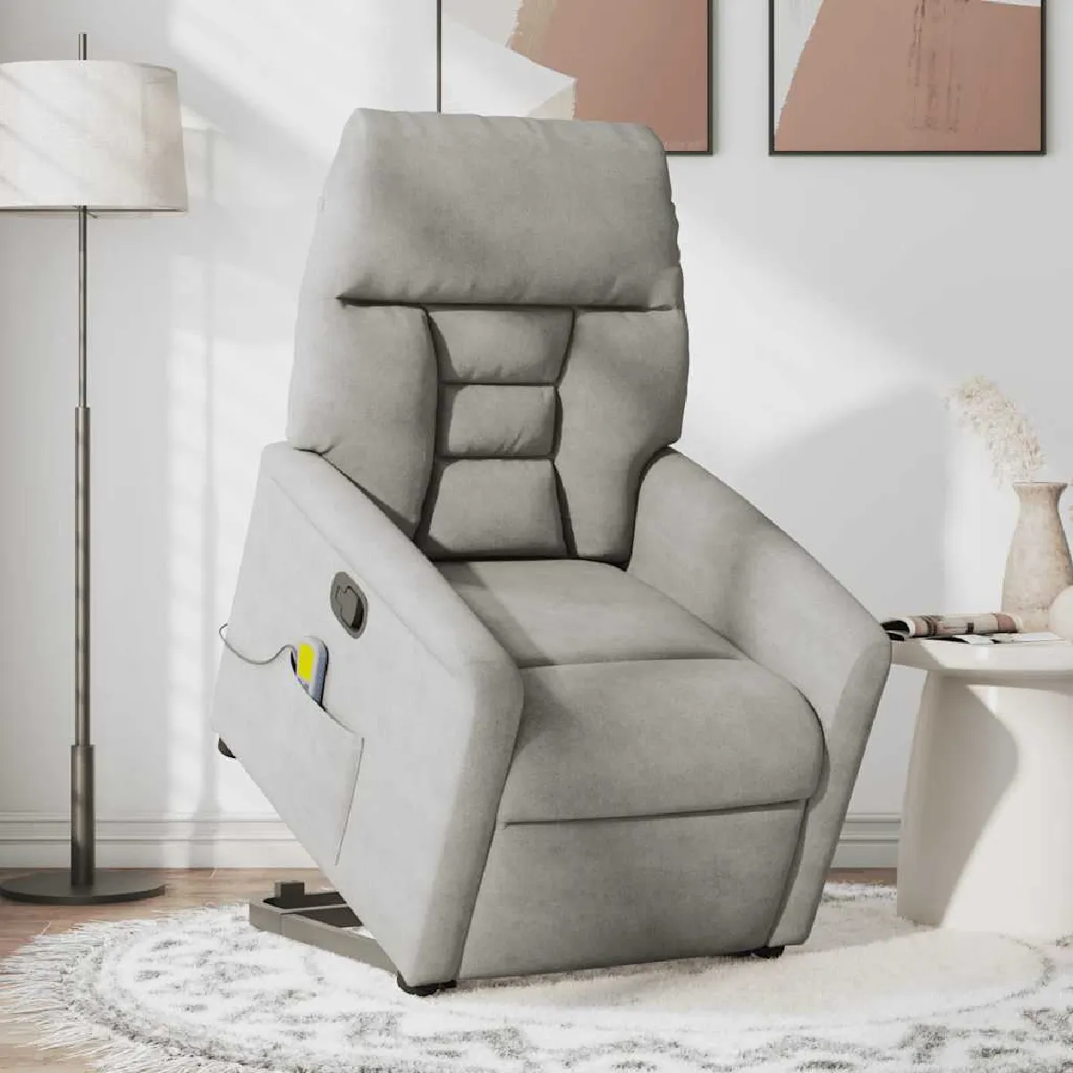Vidaxl Gris/Clair Fauteuil Inclinable De Massage - Microfibre