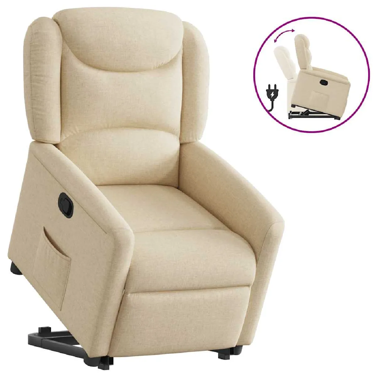vidaXL Fauteuil inclinable Crème - vue 4