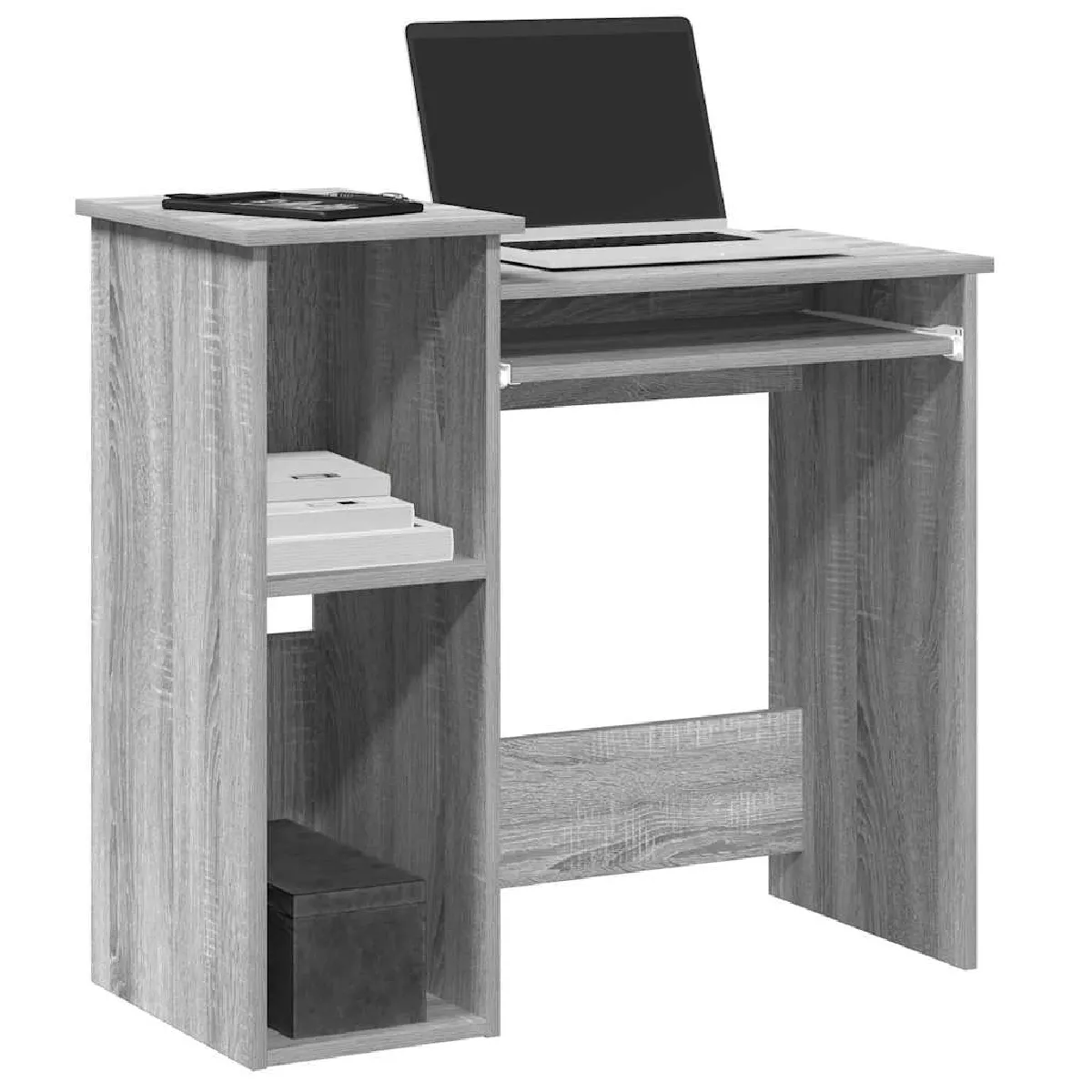 Vidaxl Gris Bureau Avec Étagères - Sonoma