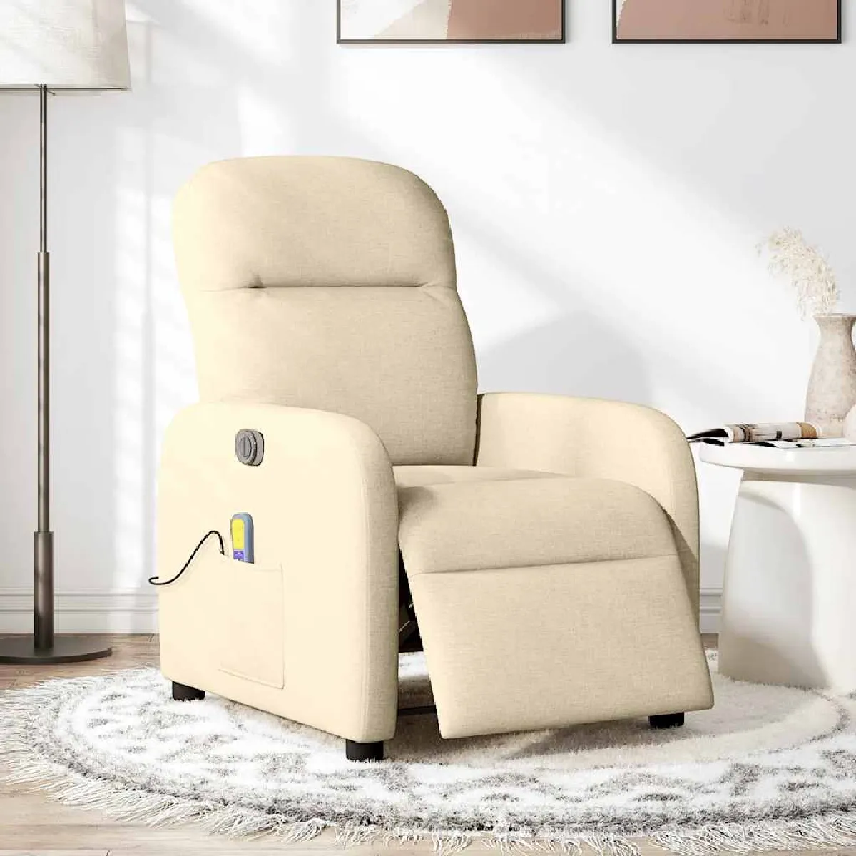 VIDAXL - Fauteuil inclinable de massage électrique - Crème - Image 3