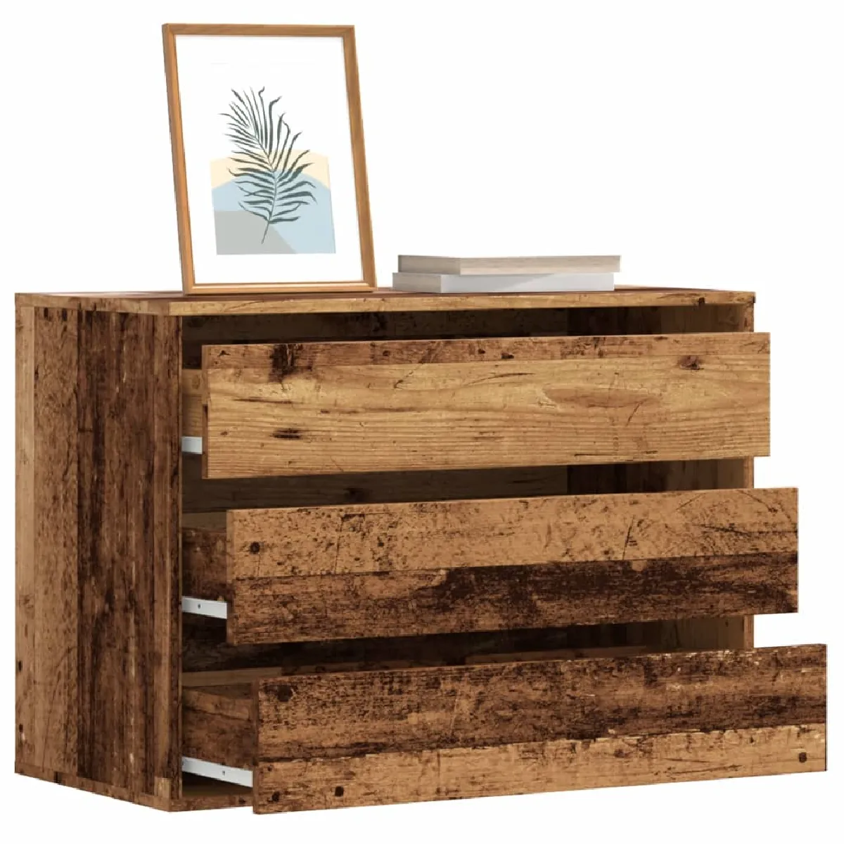 Non Communiqué Marron Vidaxl Commode D'angle Vieux Bois 80X41x58 Cm Bois D'ingénierie, Commode À Tiroirs, Classeur, Armoire À Tiroirs, Armoire De 852859 - Image 3