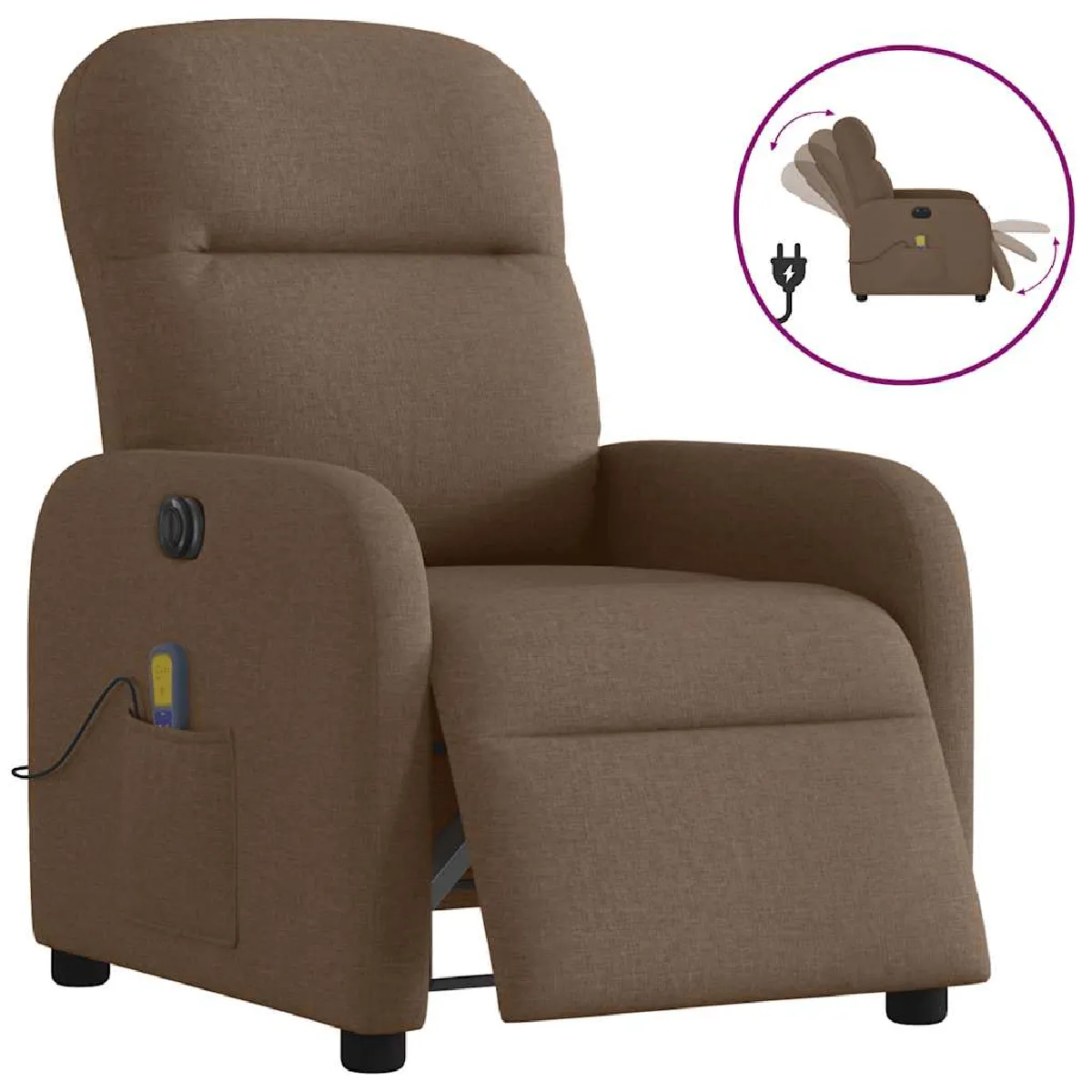 vidaXL Fauteuil de massage inclinable électrique tissu - vue 2