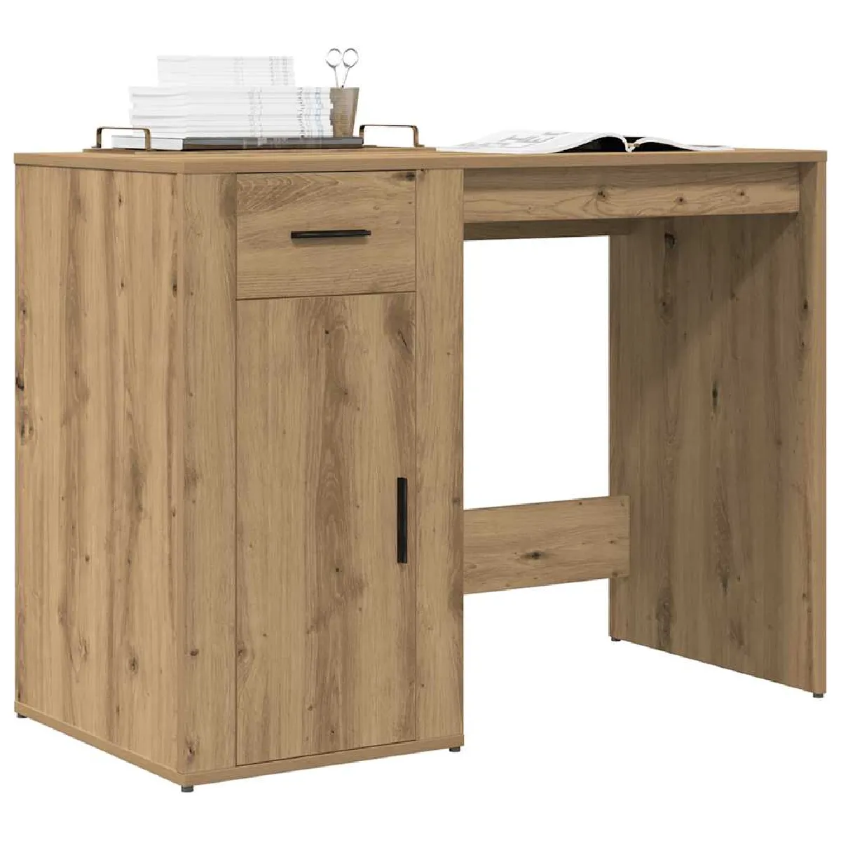 vidaXL Bureau chêne artisanal - vue 4