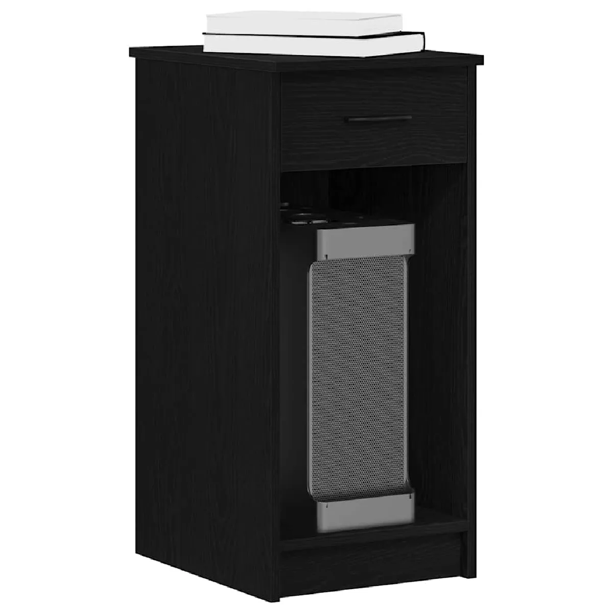VIDAXL - Support de tour d'ordinateur - Avec tiroir - Noir - 35x45x77 cm - Image 2