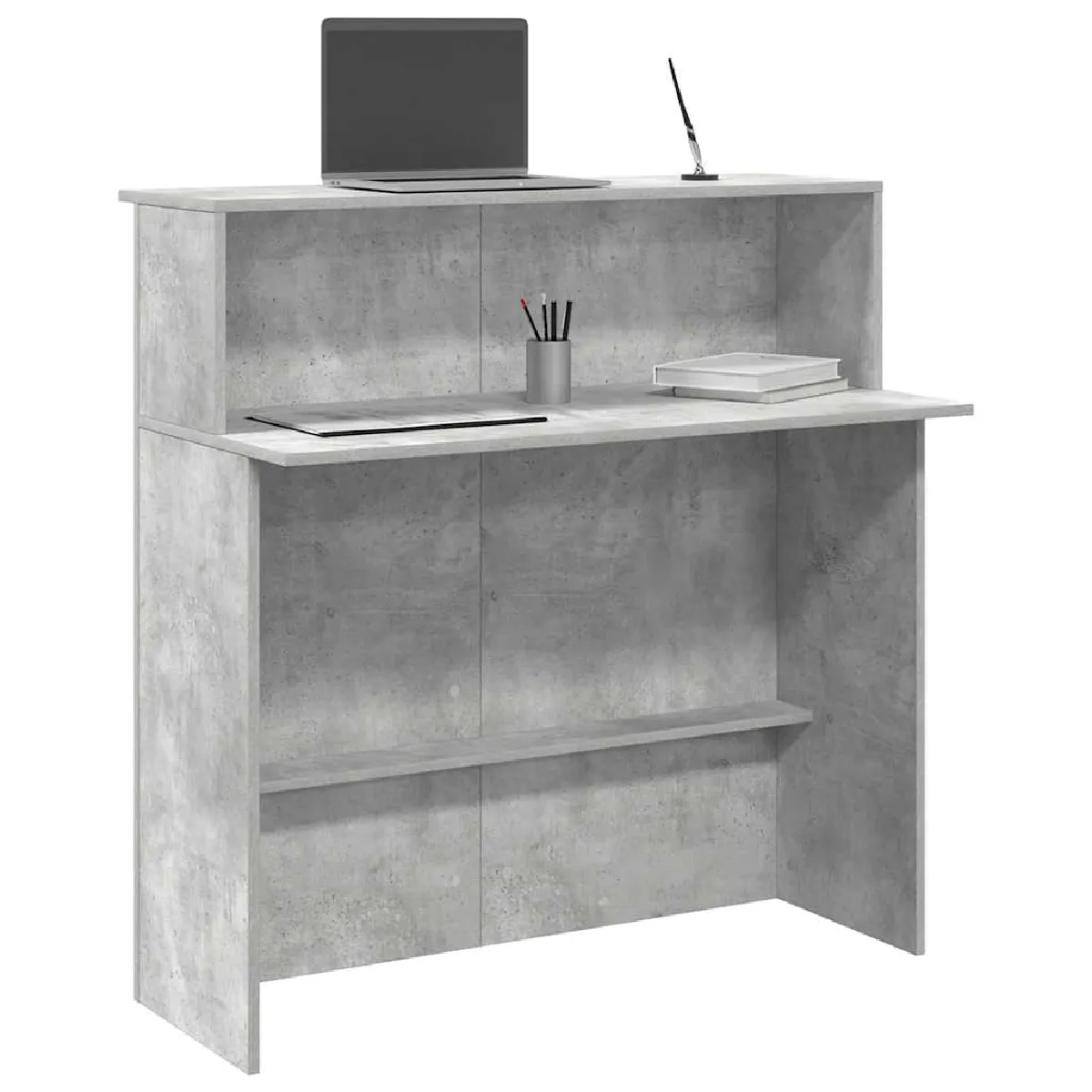 Non Communiqué Gris Bureau De Réception Béton 100X50x103,5Cm Bois D Ingénierie - Image 3