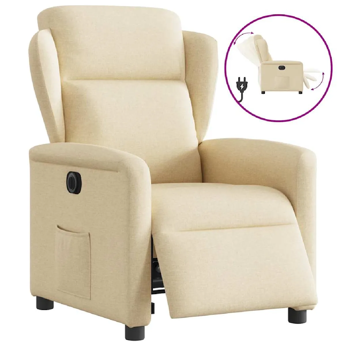 vidaXL Fauteuil inclinable Crème - vue 8